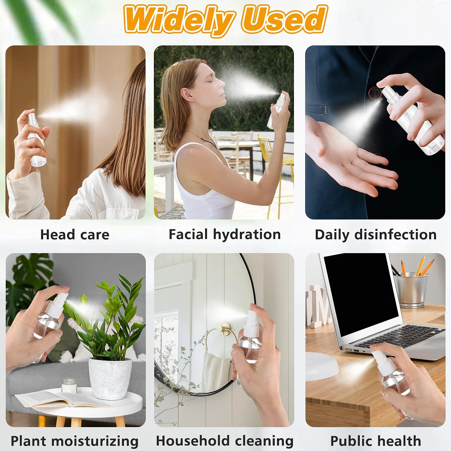 Giantree Zestaw 4 Przezroczystych Plastikowych Butelek do Podróży 30ml z Rozpylaczem