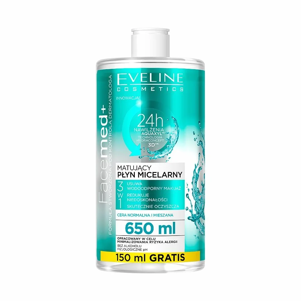 Eveline Cosmetics Facemed Mattifying 3 w 1 Micellar Liquid, 650 ml