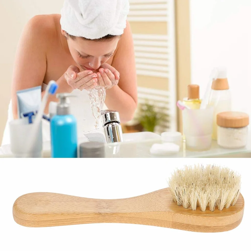 Dry Brush For Face Wooden Handle Exfoliating Body Brush