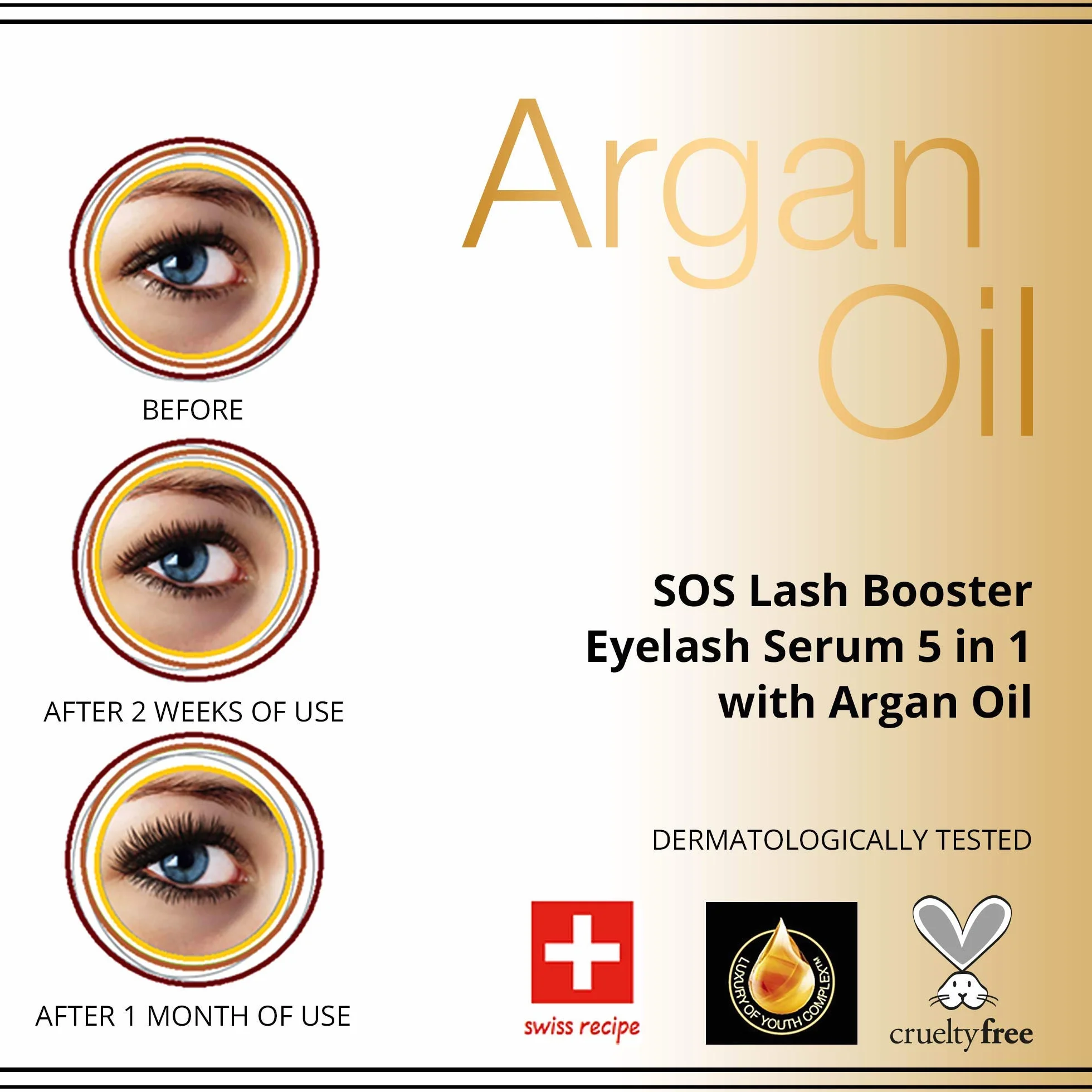 Eveline Cosmetics SOS Lash Booster Multifunkcyjne serum do rzęs z olejkiem arganowym 5w1, 10 ml