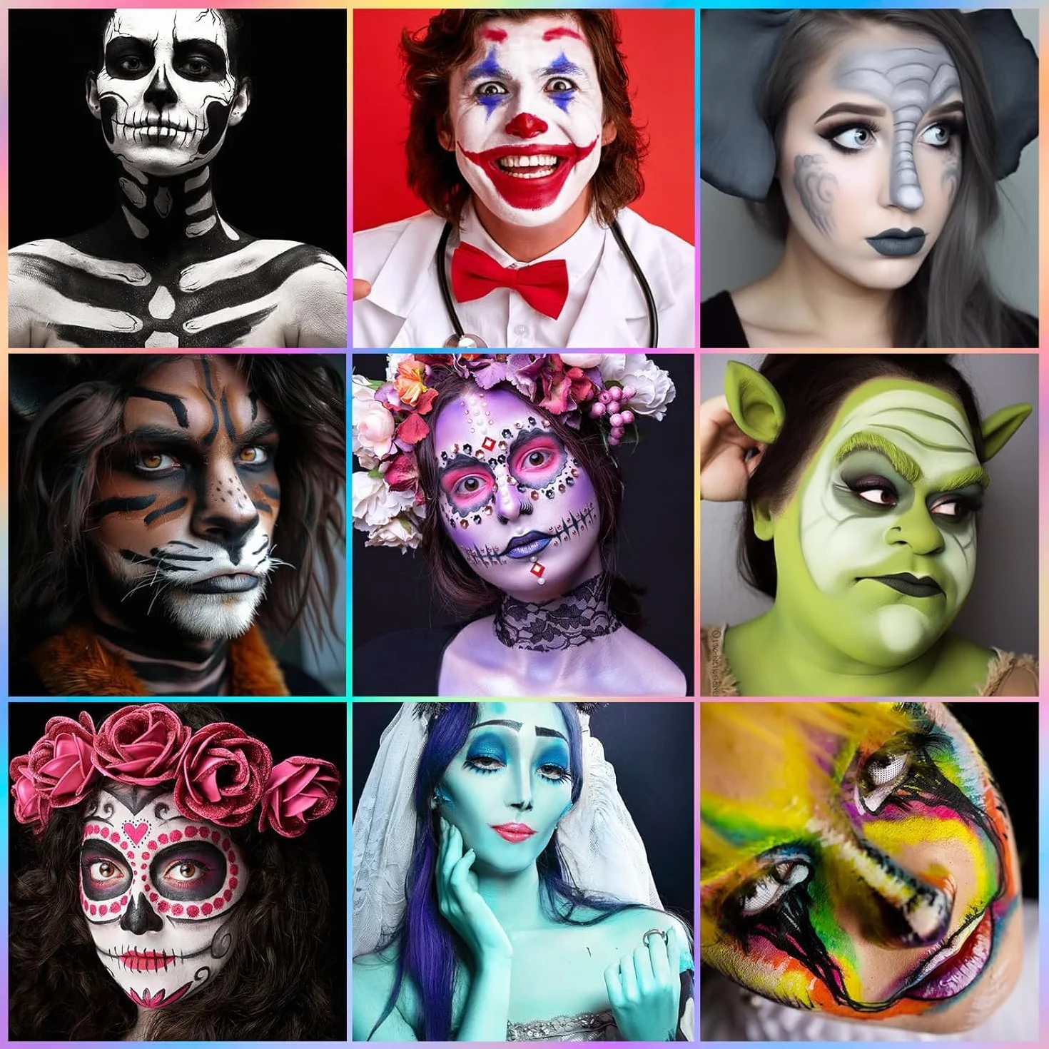 UCANBE Halloween Farba do twarzy 18 kolorów z dużą bielą, czernią, malowanie twarzy UV, malowanie ciała aktywowane wodą farby do makijażu, kolory brzucha ciąża bezpieczne