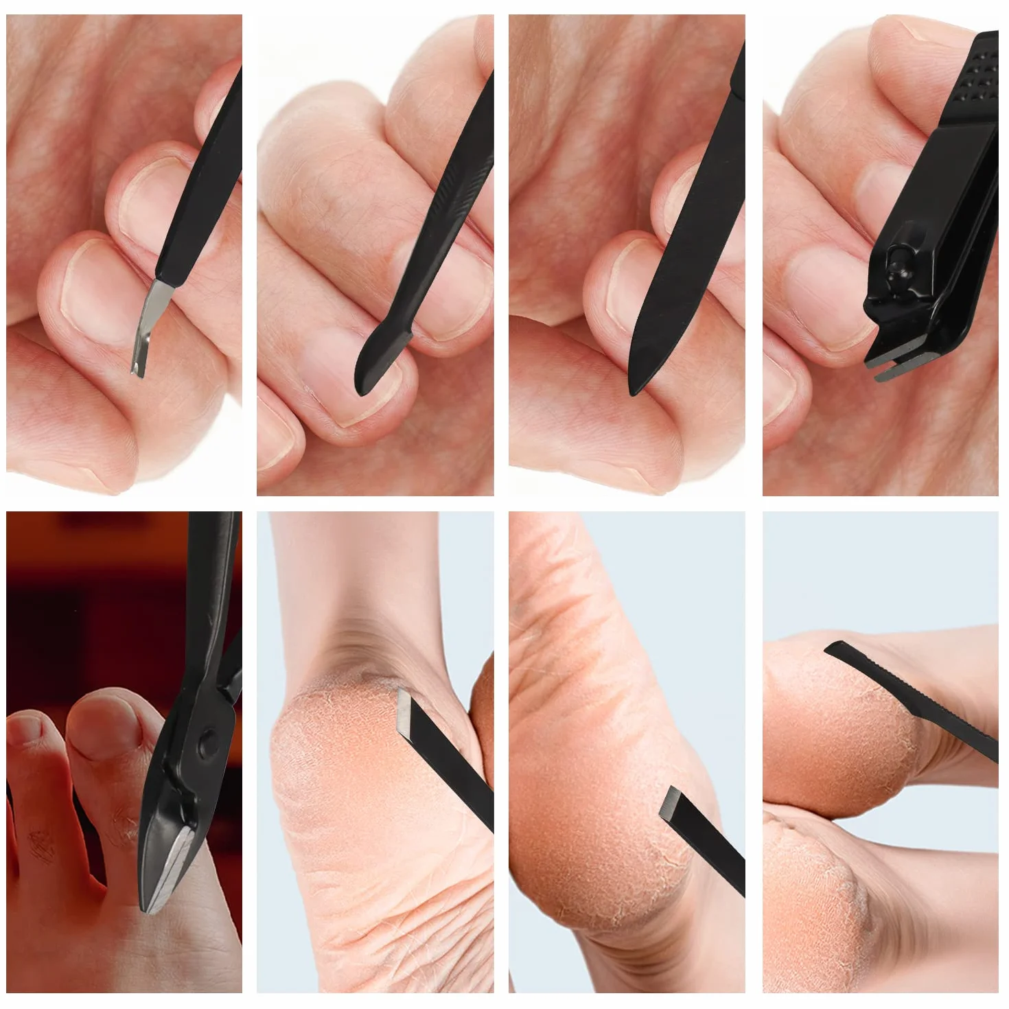OWill Zestaw do manicure, 18 szt. obcinaczy do paznokci, zestaw do pedicure, profesjonalne narzędzia do manicure, prezent dla mężczyzn, męża, przyjaciół i rodziców (czarny i brązowy)