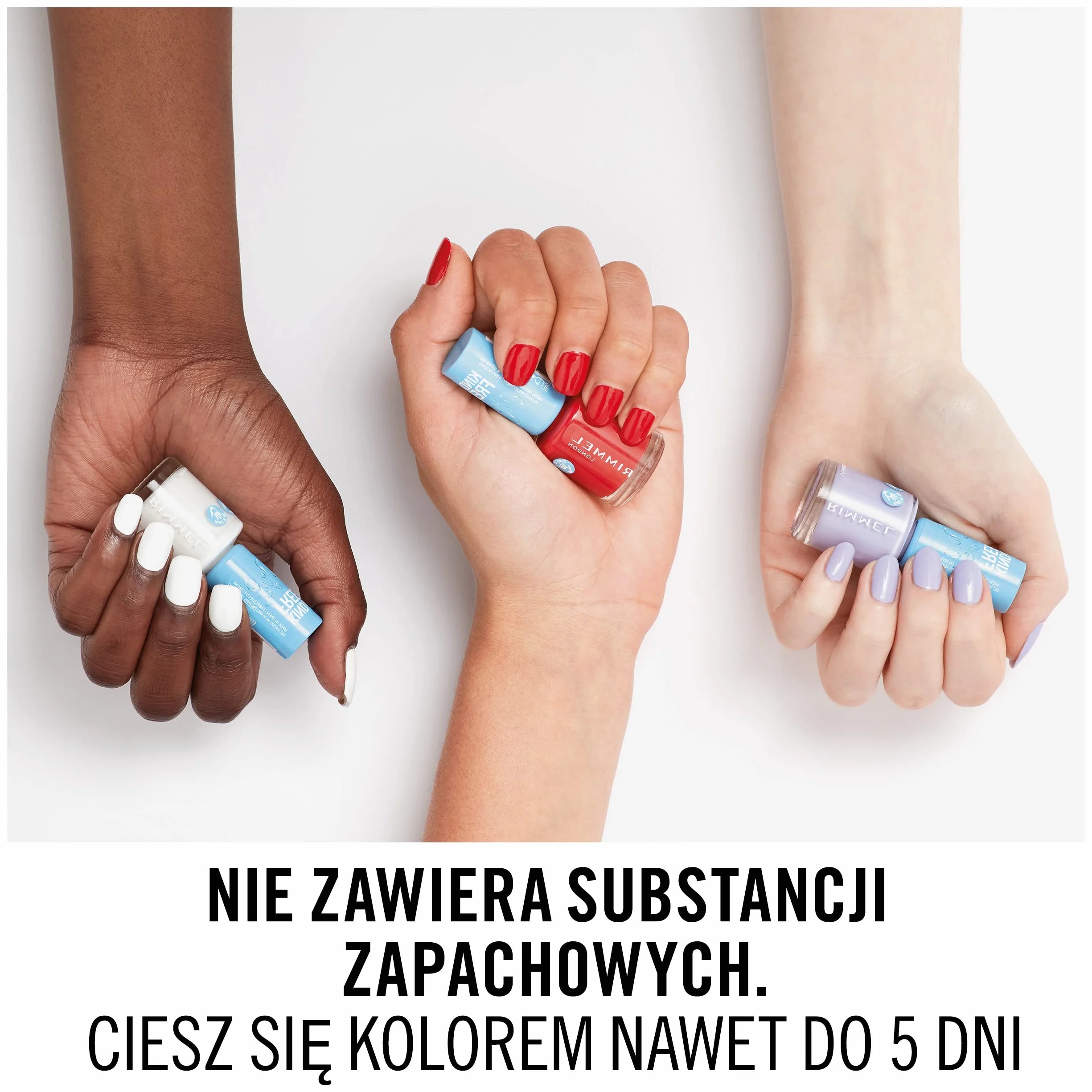 Rimmel KIND&FREE - wegański, wzmacniający lakier do paznokci, bezzapachowy, długotrwały, nr 154 Milky Bare, 8ml