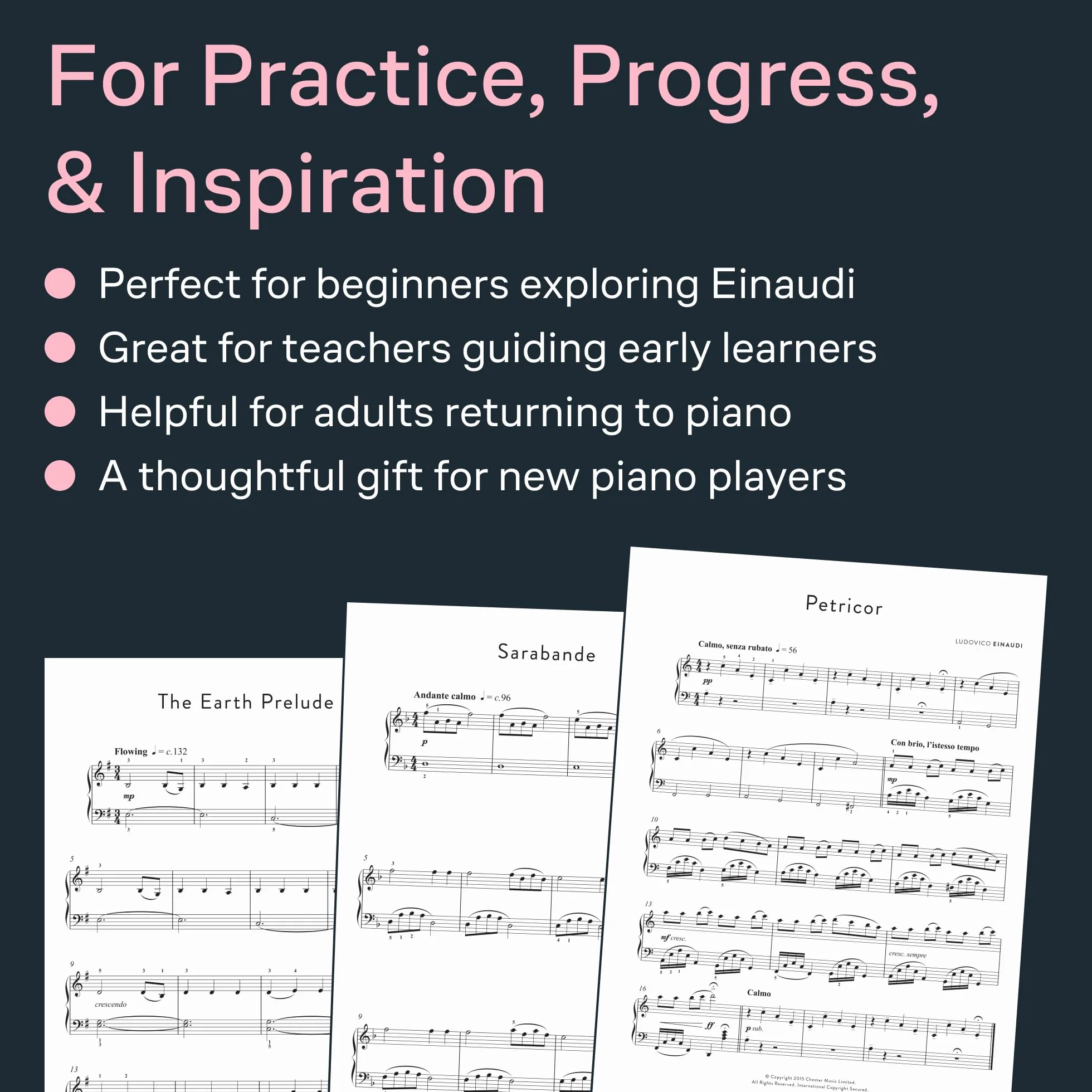 Ludovico einaudi : graded pieces for piano - preparatory to grade 2