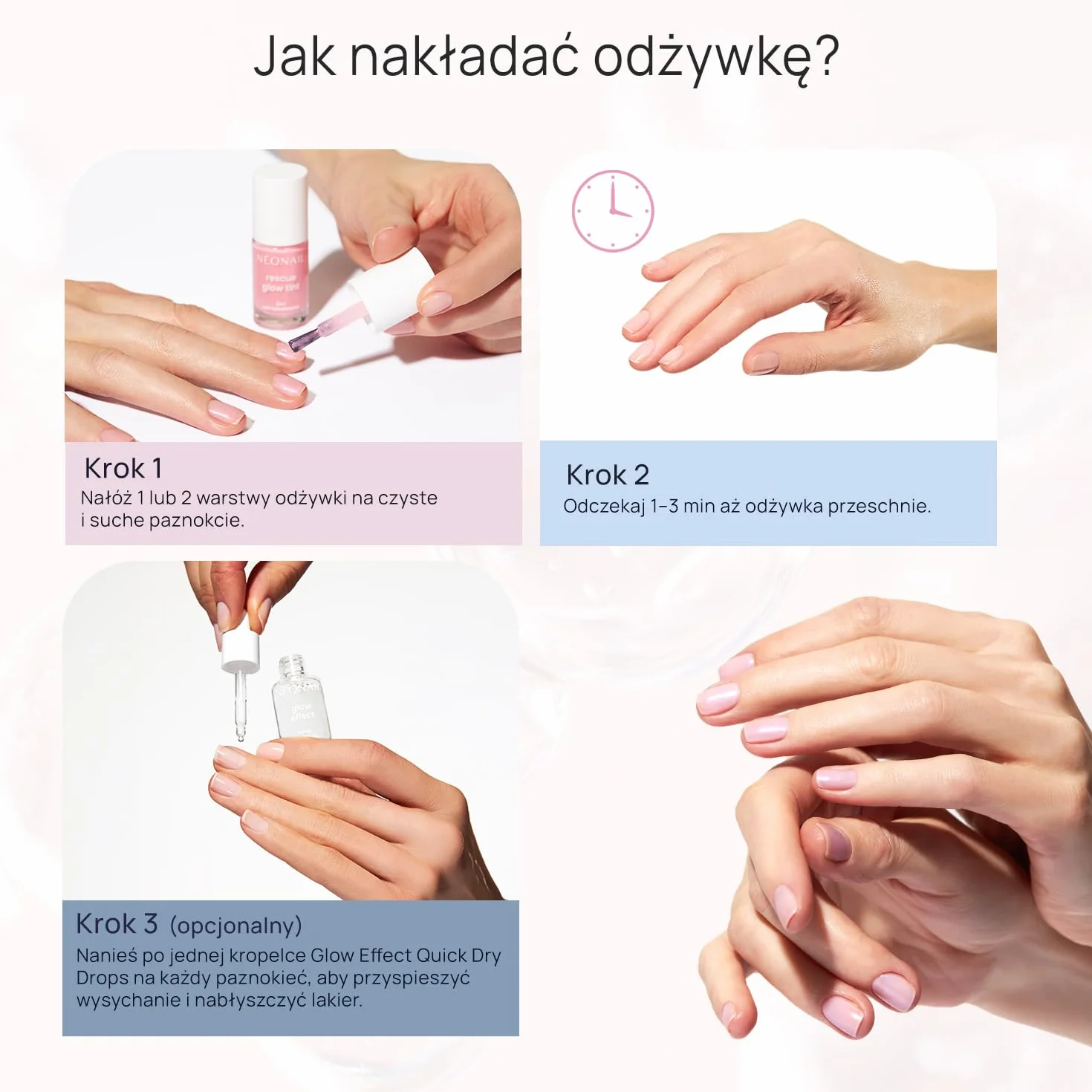 NÉONAIL Regenerująca odżywka do paznokci 3w1 - Rescue Glow Tint 3in1 Nail Conditioner - Pielęgnacja i Kolor - Glitter Violet - 7,2 ml