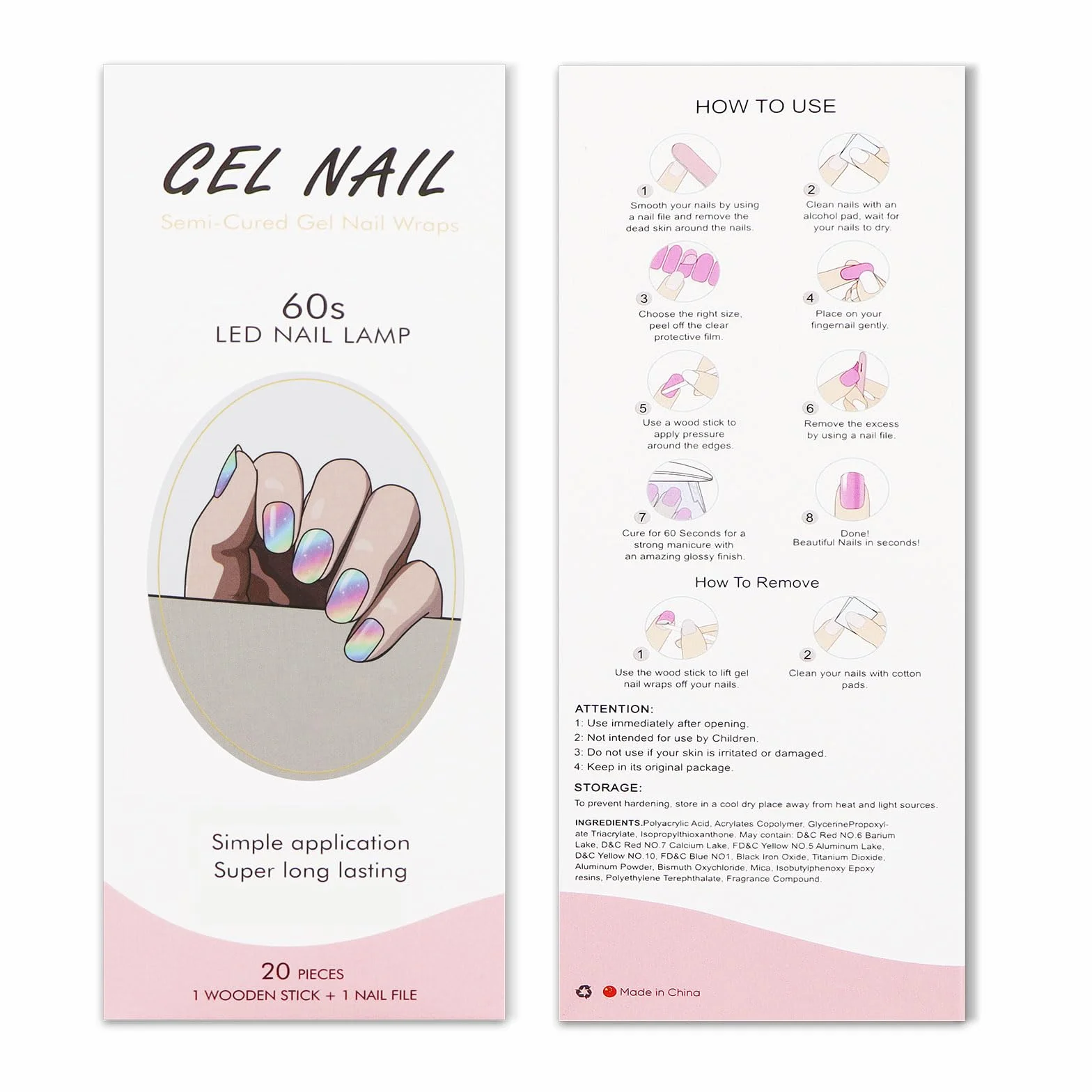Żelowe naklejki na paznokcie tęczowy brokat półutwardzone paski UV LED nail art zdobienie
