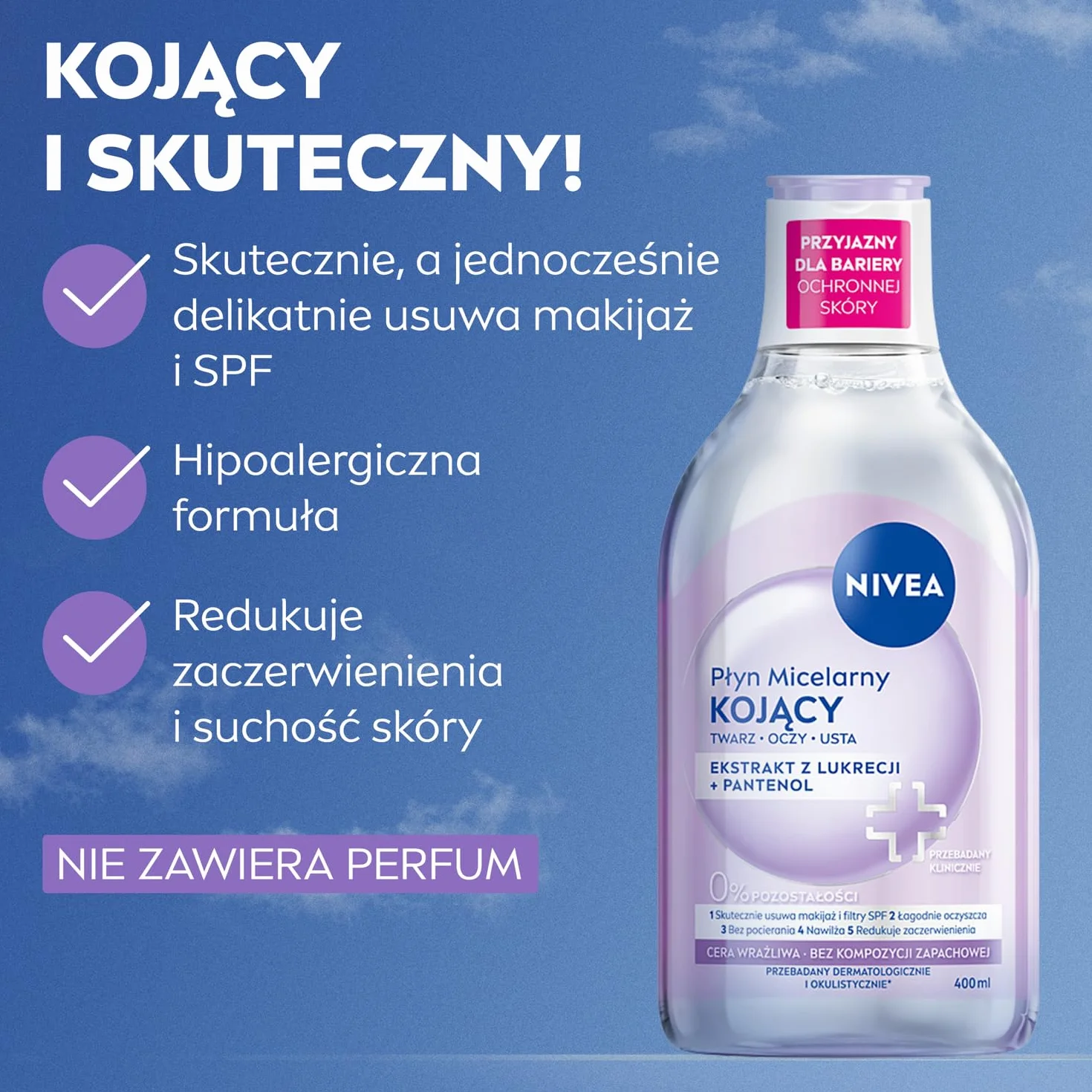 NIVEA Kojący płyn micelarny dla cery wrażliwej z Kompleksem Aminokwasowym i Dekspantenolem 400 ml