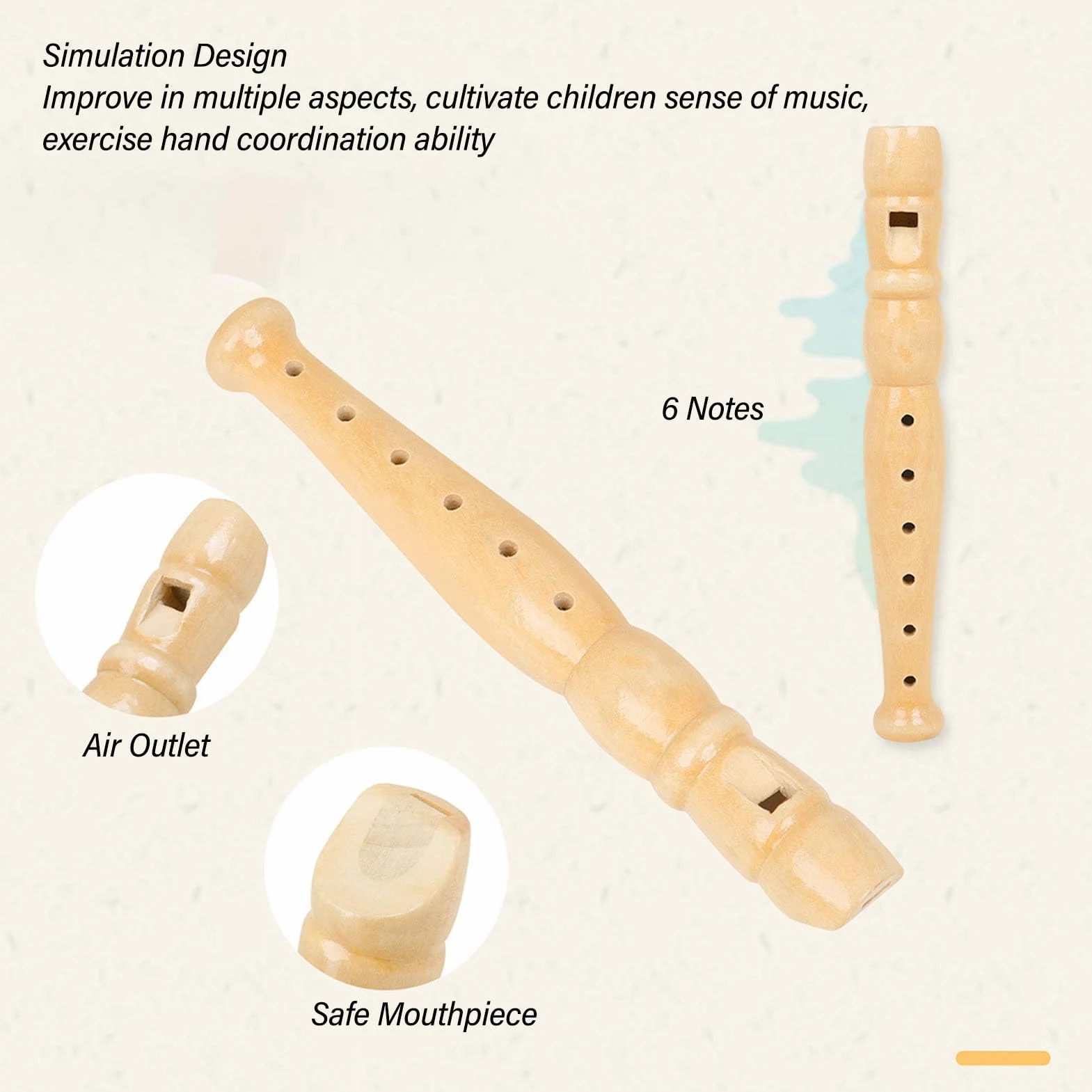 Drewniany Flet, 6 Otworów Flet Pionowy Drewniany Krótki Klarnet Instrument Muzyczny Dęty Drewniany Zabawka dla Początkujących Dzieci