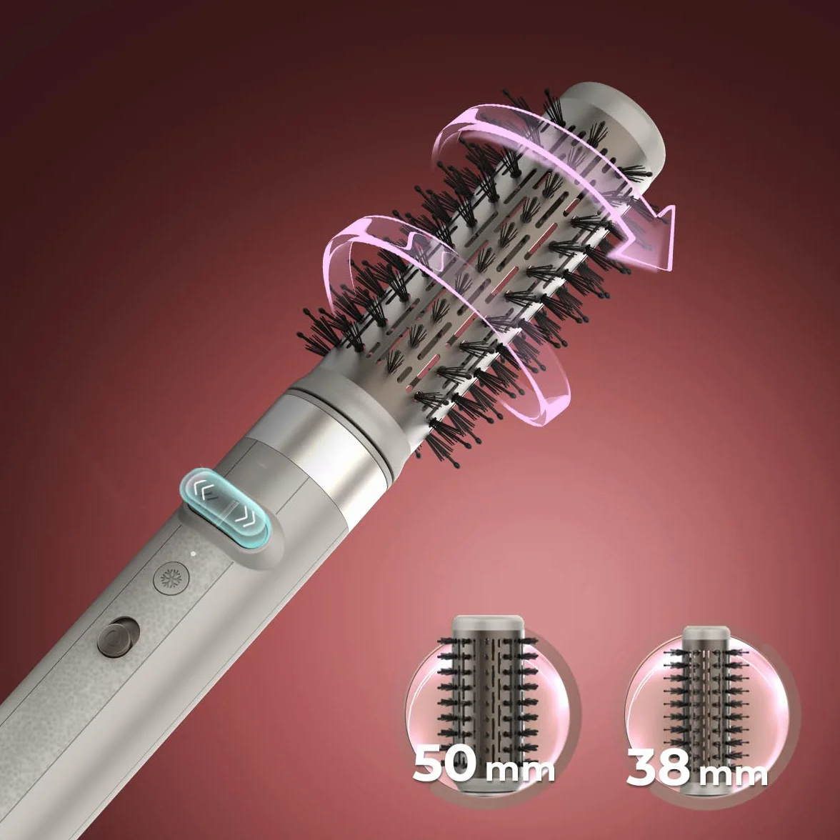 Cecotec 8 głowic CeramicCare 8 w 1 AirGlam Gyro Champagne. 1500W, 110000RPM, wygładzanie, formowanie i kręcenie włosów, silnik szczotkowy, funkcja obrotowa, powłoka ceramiczna i keratynowa