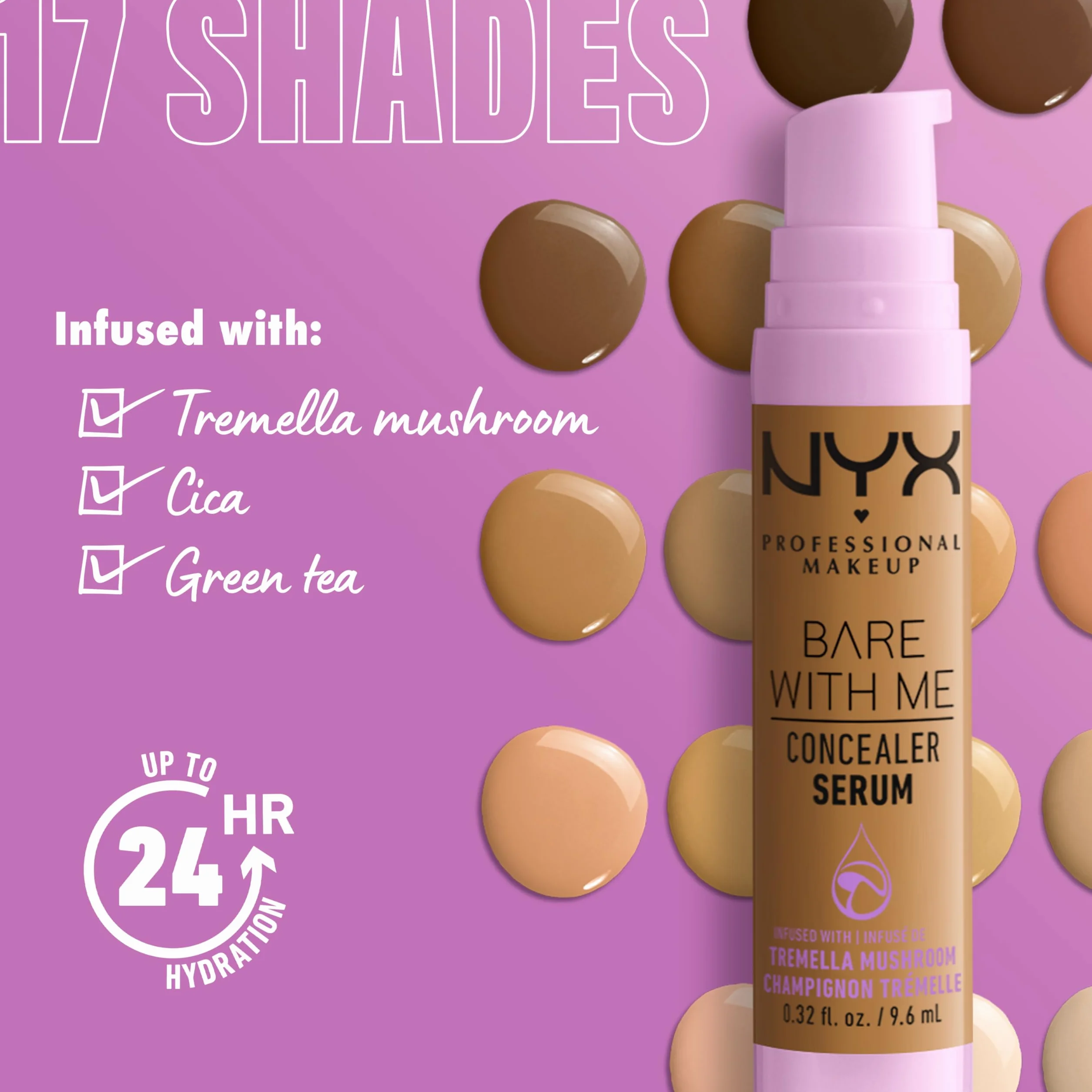 NYX Professional Makeup Korektor serum Bare With Me, naturalne wykończenie, średnie krycie, odcień : Fair (01)