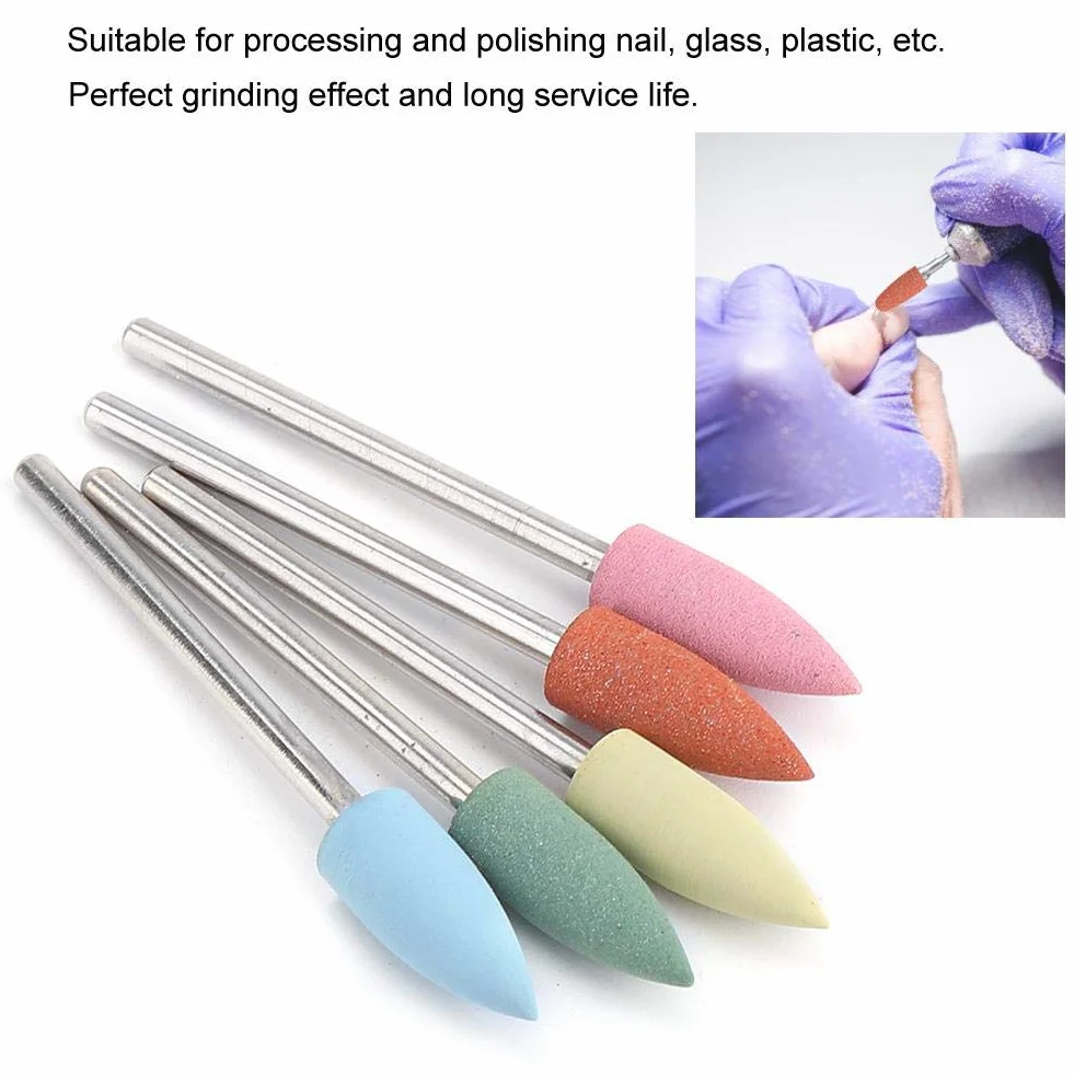 Wiertła do paznokci 5 sztuk/zestaw, Obcinacz do paznokci Wiertła do paznokci Gumowe Manicure Pedicure Lakier do paznokci Akcesoria do paznokci Akrylowe paznokcie Żel Usuń lakier (152)