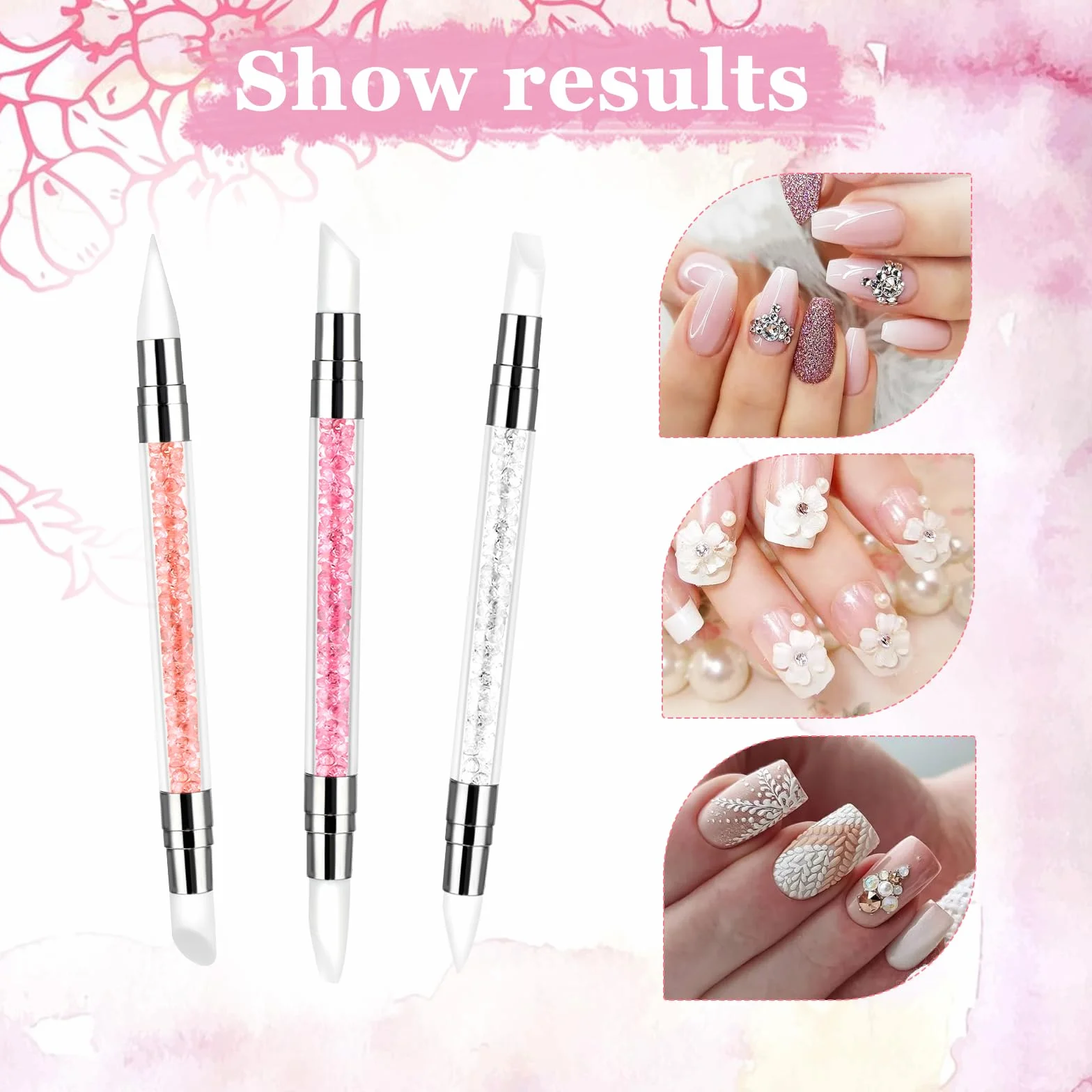 Silikonowe pędzle do paznokci z podwójnym końcem 3 sztuki narzędzia do manicure żel UV