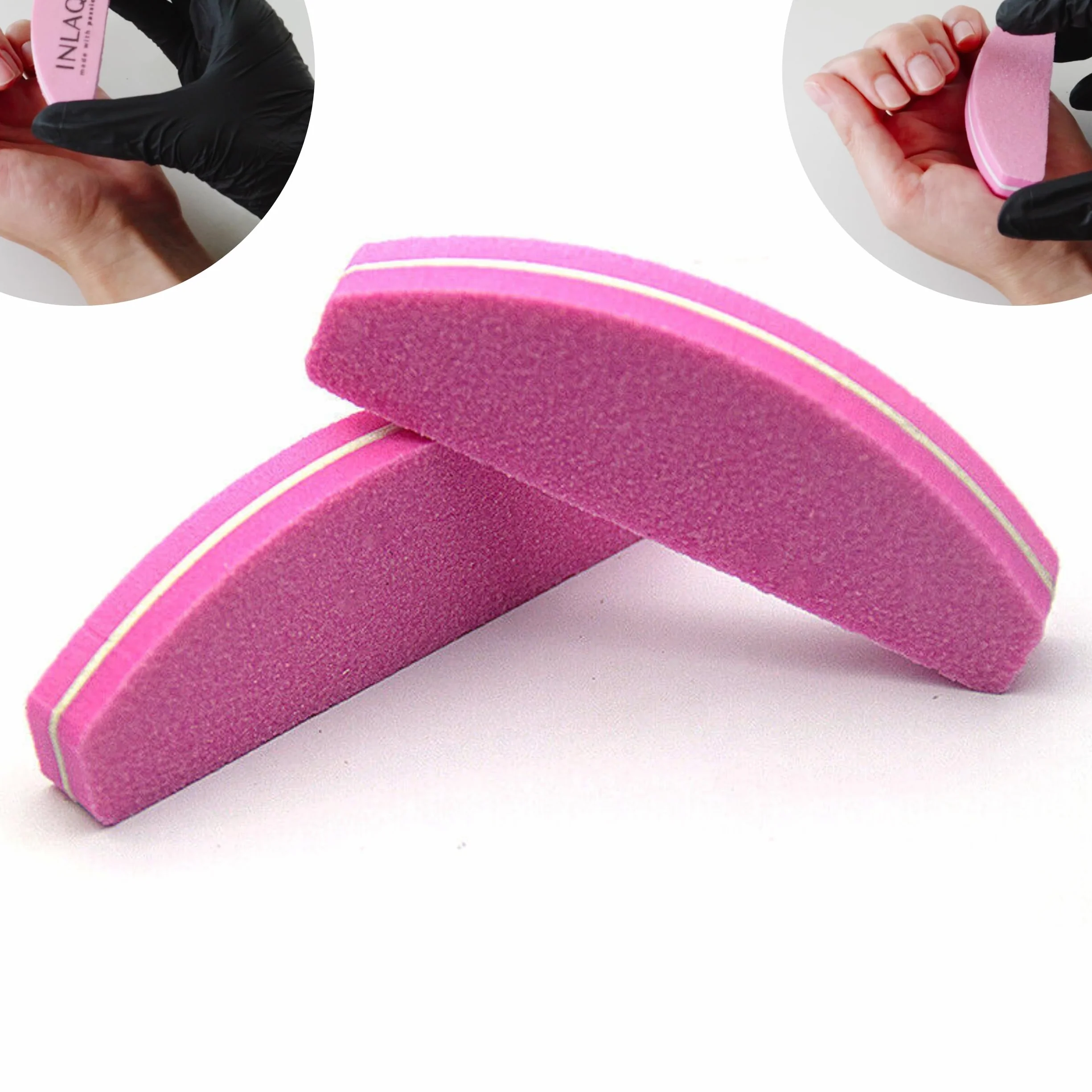 INLAQ® Mini Polerka do paznokci 100/180 - Pilniki do Manicure - Dwustronne Pilniki do Paznokci żelowych - Zmywalne i Wielokrotnego użytku – Idealne do Salonu i Użytku Domowego – Różowy