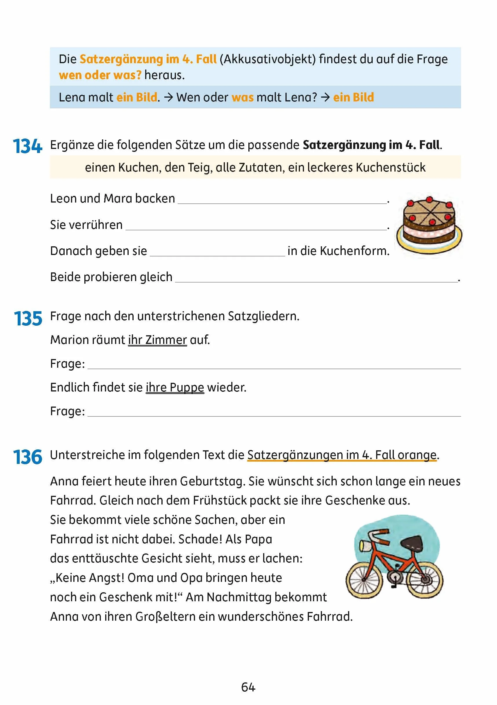Grammatik 4. Klasse: Einfache Wortarten und Satzglieder (Sprachbetrachtung), Übungsprogramm mit Lösungen für die 4. Klasse (Vorbereitung für den Übertritt an weiterführende Schulen): 214