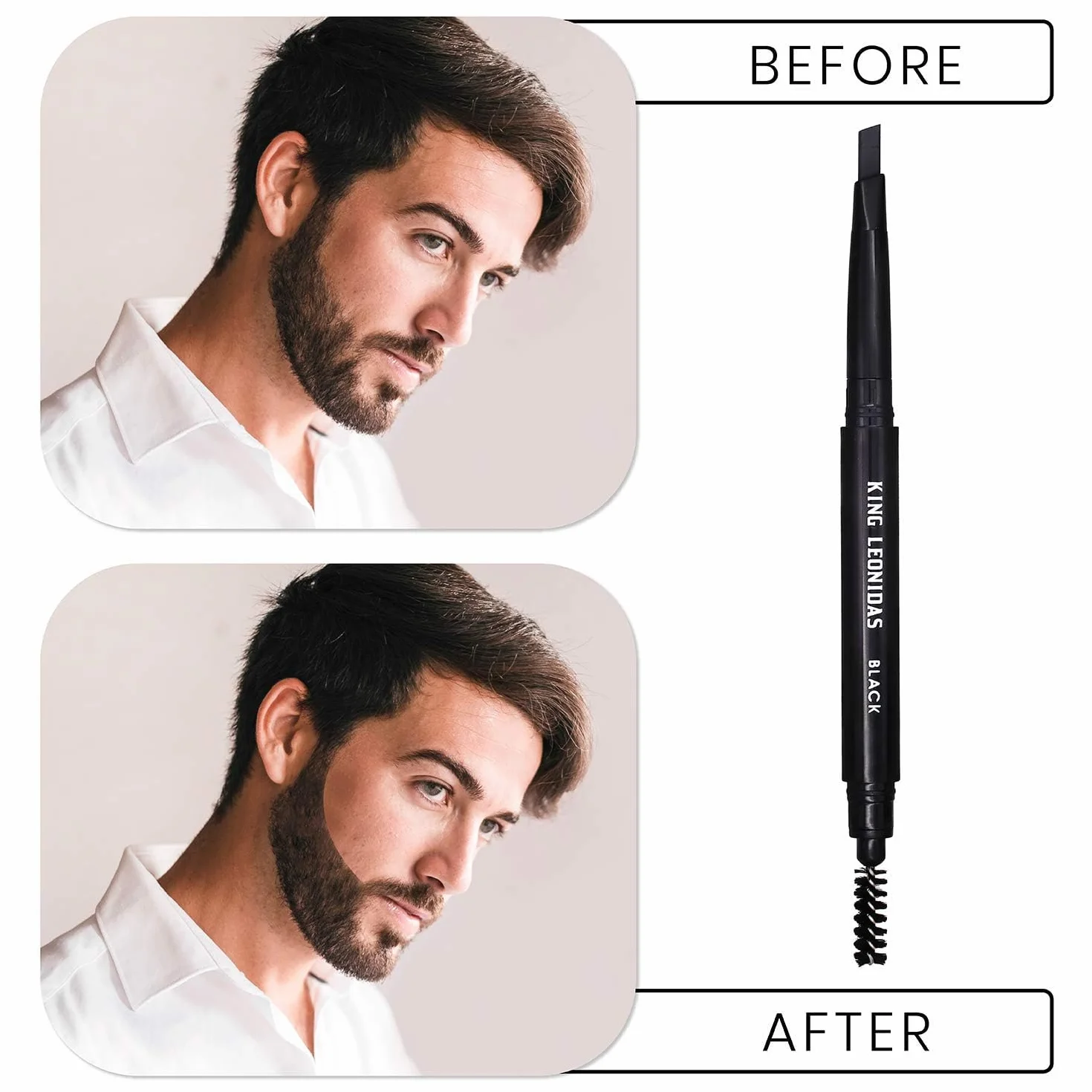 Kredka do brody King Leonidas Beard Pencil Filler dla mężczyzn (czarna), wodoodporny eyeliner do zaznaczania i modelowania nierównomiernych zarostów, męski model do modelowania i definiowania brody
