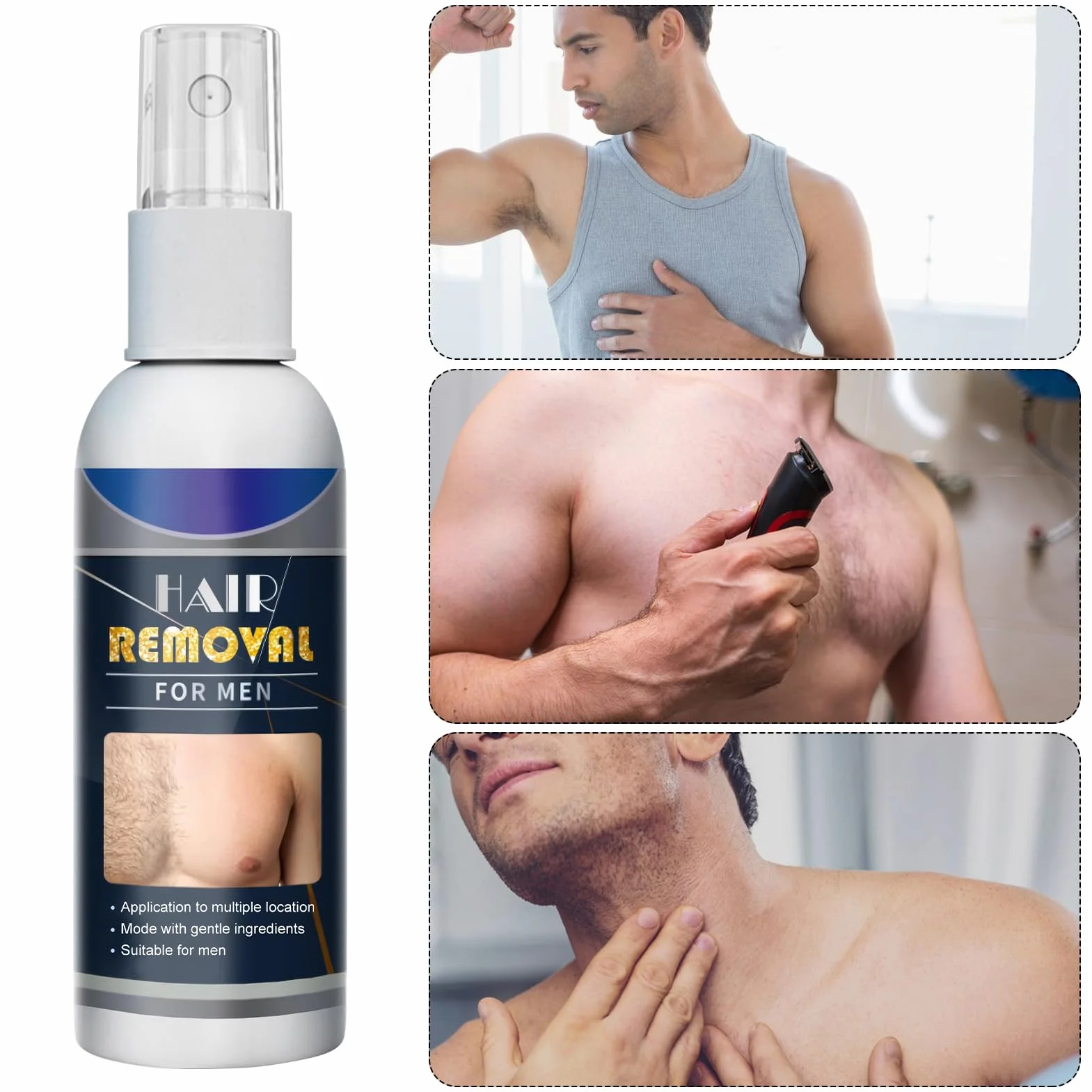 Damski półtrwały spray do usuwania włosów, spray do usuwania porostu twarzy, prosty w użyciu, 50 ml, do pach, nóg pod pachami