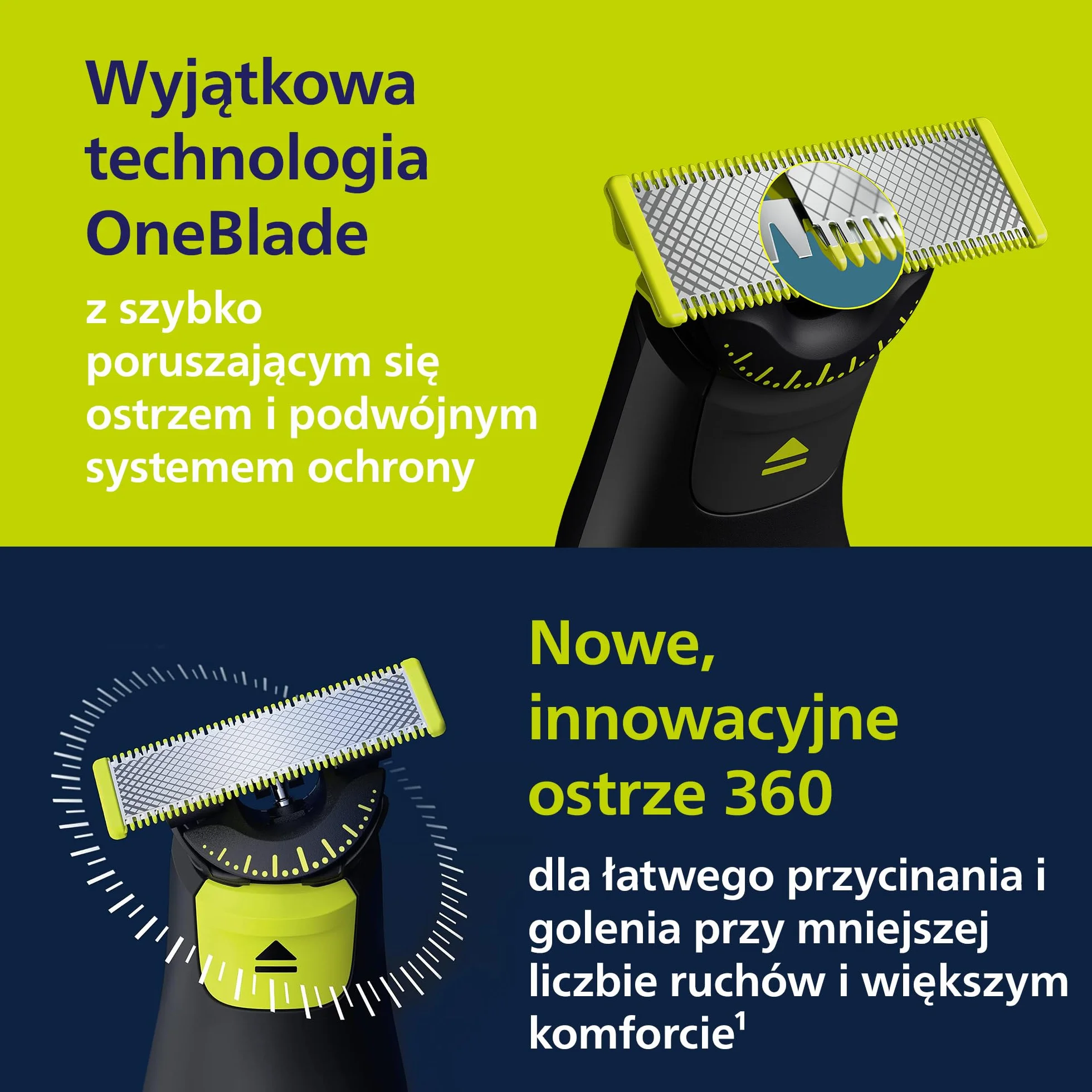 Philips OneBlade Pro 360 QP6652/30 Elektryczny trymer do twarzy i ciała, golarka i groomer, 2x 360 ostrzy, zestaw do ciała