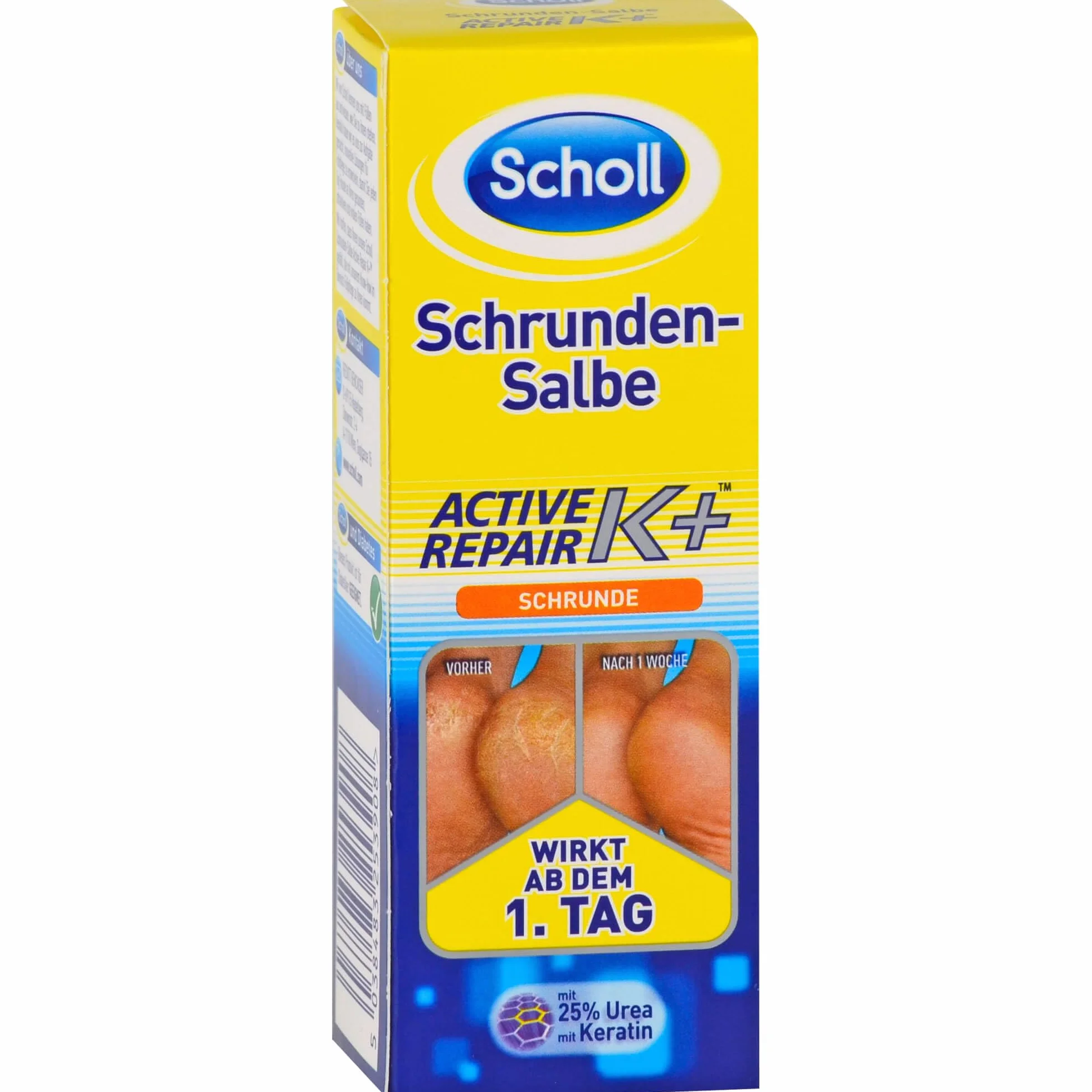 Scholl Active Repair K+ maść na pękanie skóry na szorstkich, suchych i popękanych piętach – z 25% mocznikiem i keratyną – działa od pierwszego dnia – 1 x 60 ml krem do stóp