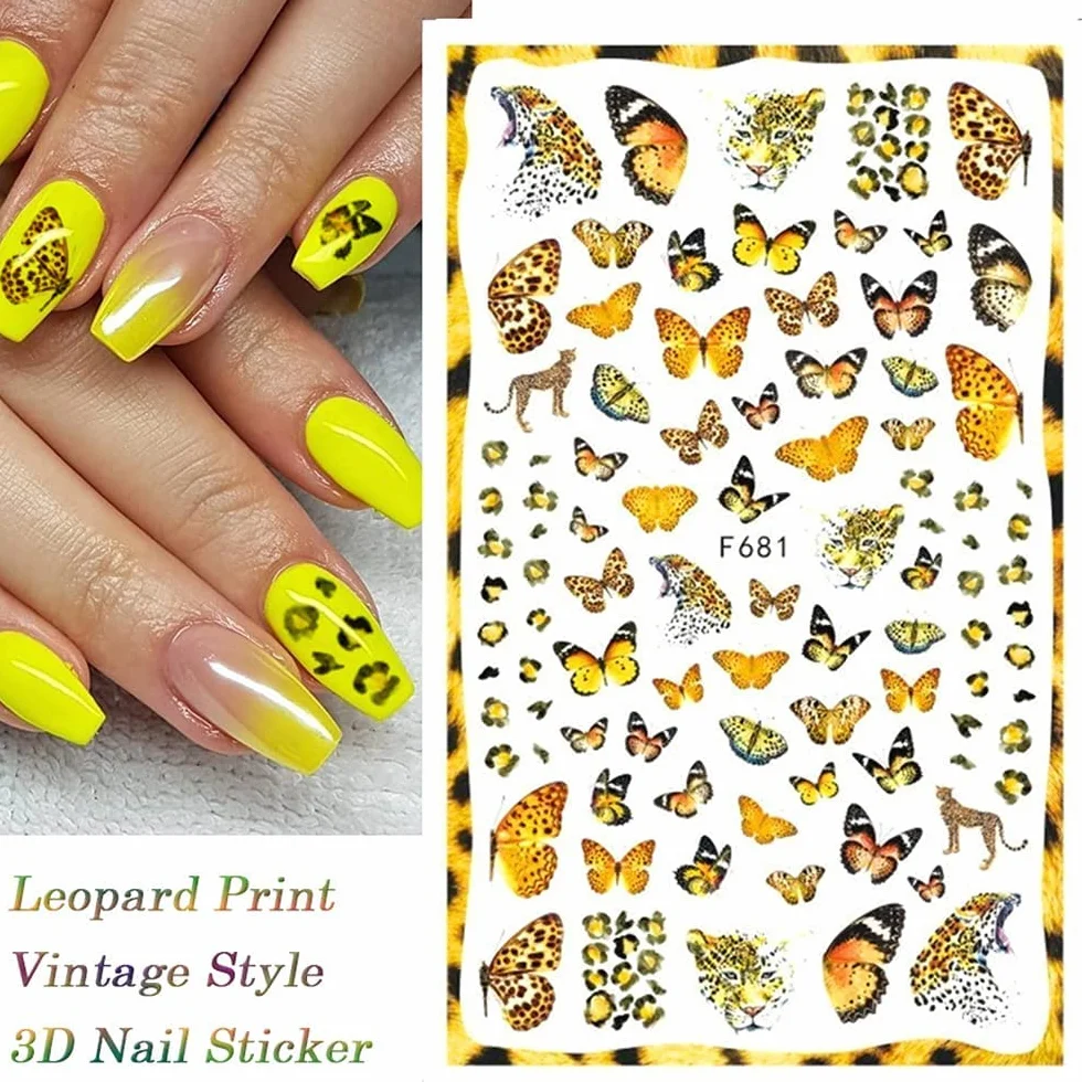 JMEOWIO Motyl Naklejki na Paznokcie 8 Arkuszy Nail Art Sticker Samoprzylepne Naklejek na Paznokcie Dekoracji Paznokci
