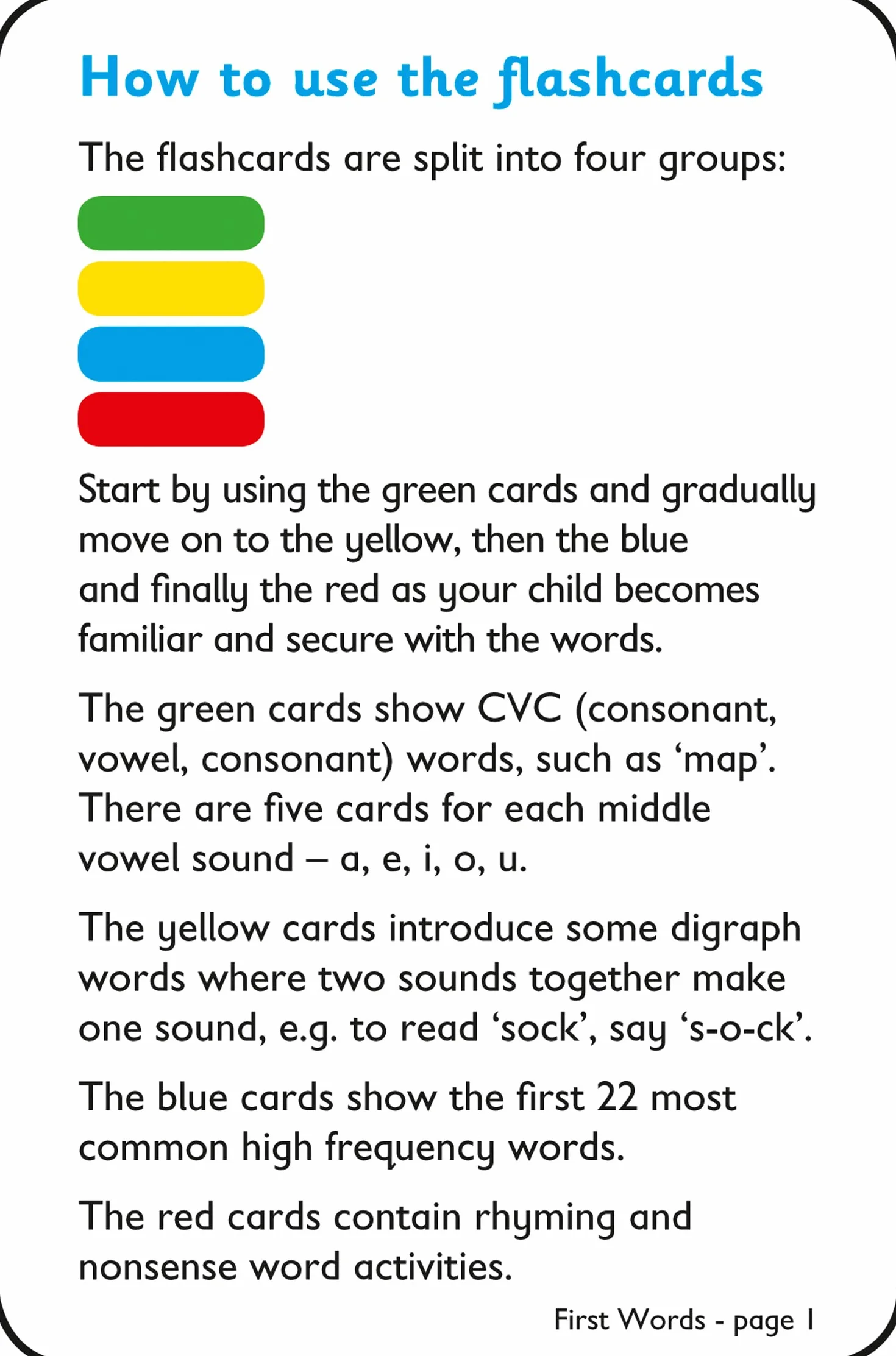 First Words Flashcards: Ideal for Home Learning