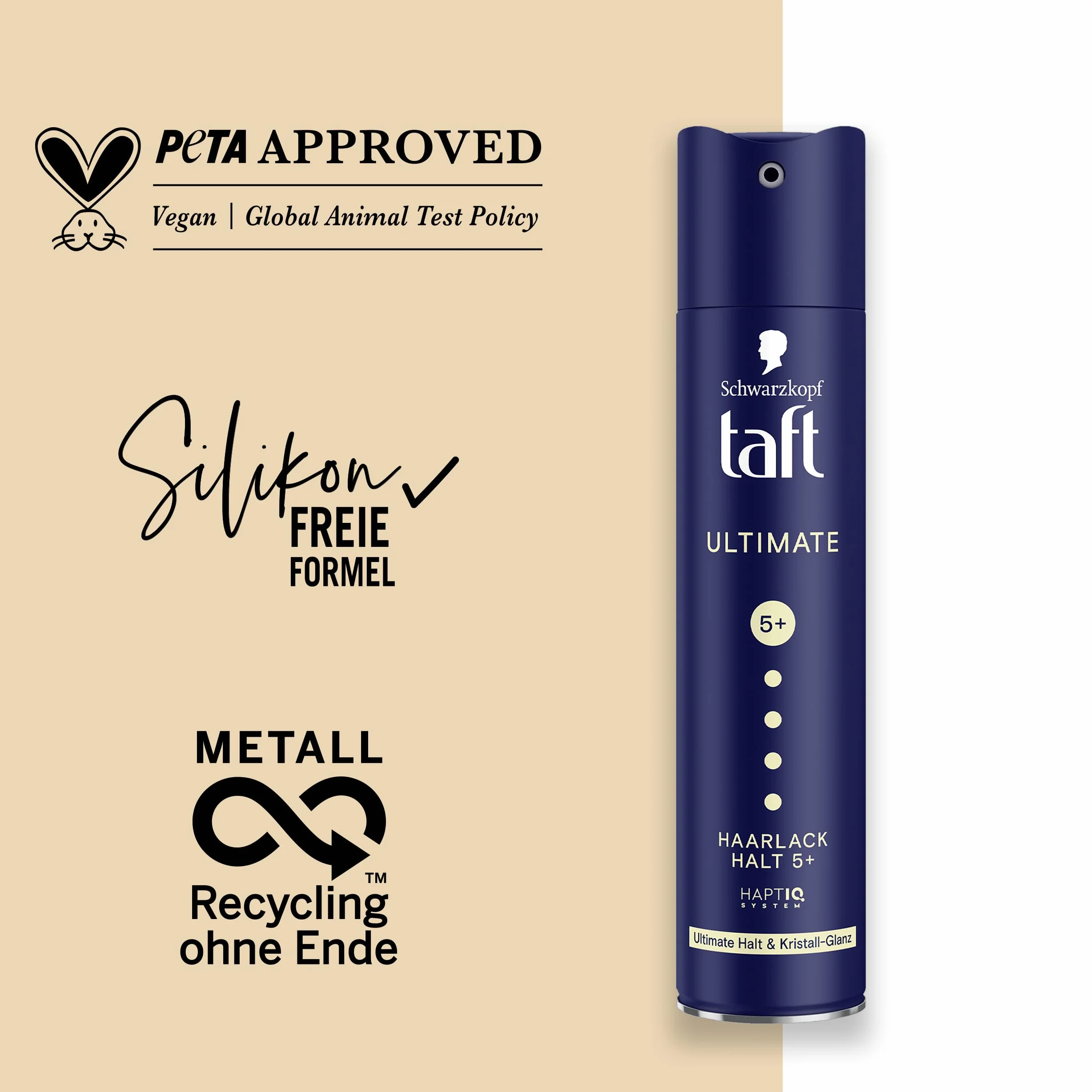Schwarzkopf Taft Ultimate lakier do włosów (250 ml), trwałość 5+ + stylizacja włosów, lakier do wszystkich rodzajów włosów, najwyższa przyczepność i krystaliczny połysk, wegańska formuła