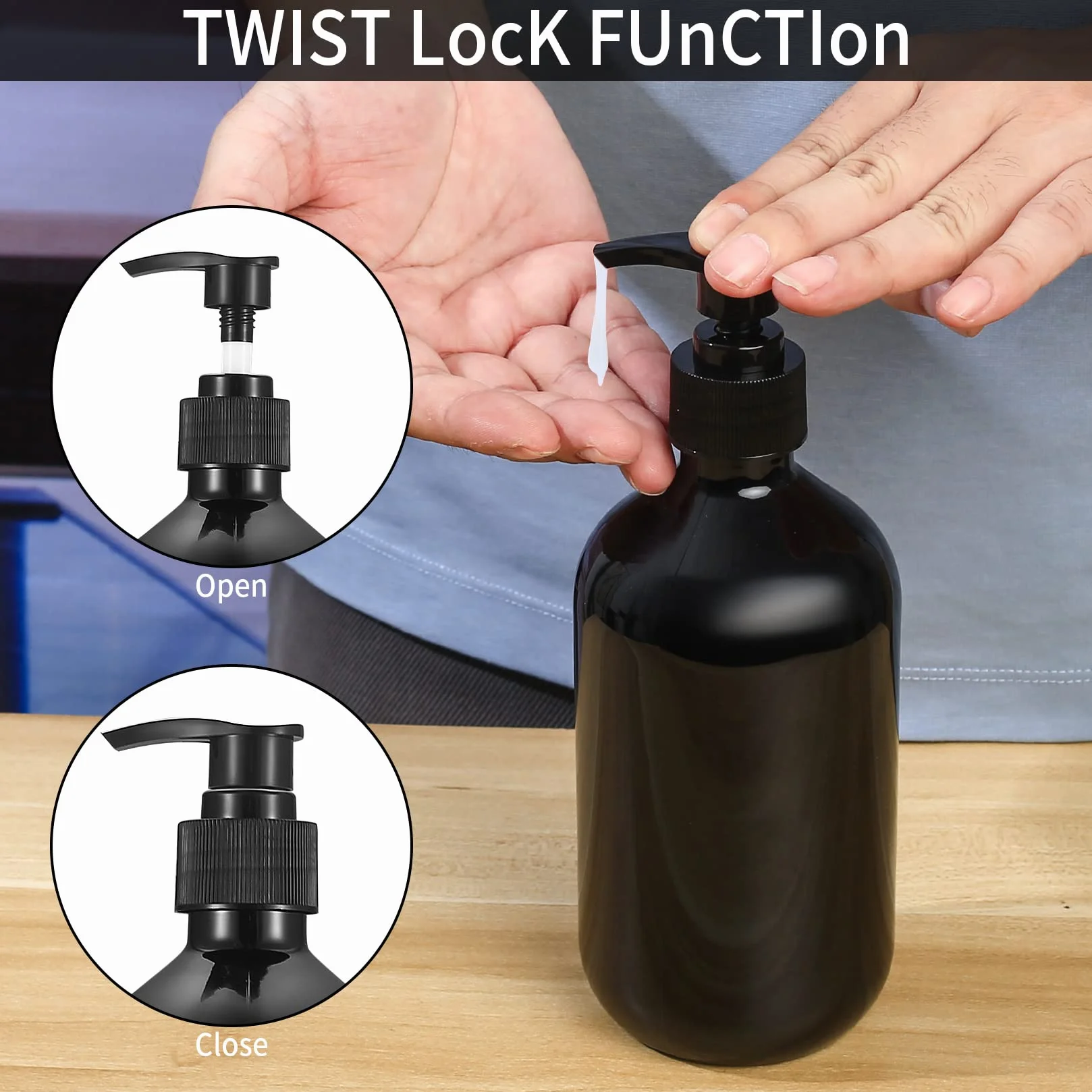 Zestaw 4 Sztuk Pusty Pojemnik na Szampon, 500 ml Dozownik do Mydła, Plastikowe Butelki z Dozownikiem Pompkowym na Balsam do Ciała dla Mydła Płynnego, Szampon, Odżywka, Żel pod Prysznic