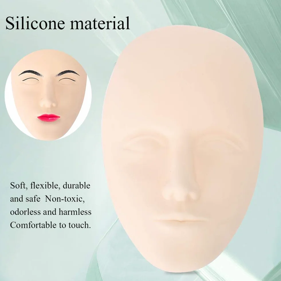 Głowa manekina, tatuaż manekin treningowy przedłużanie rzęs, praktyka tatuażu 5D Makijaż permanentny Microblading Trening warg brwi Silikonowa sztuczna skóra (skóra do ćwiczeń tatuażu)