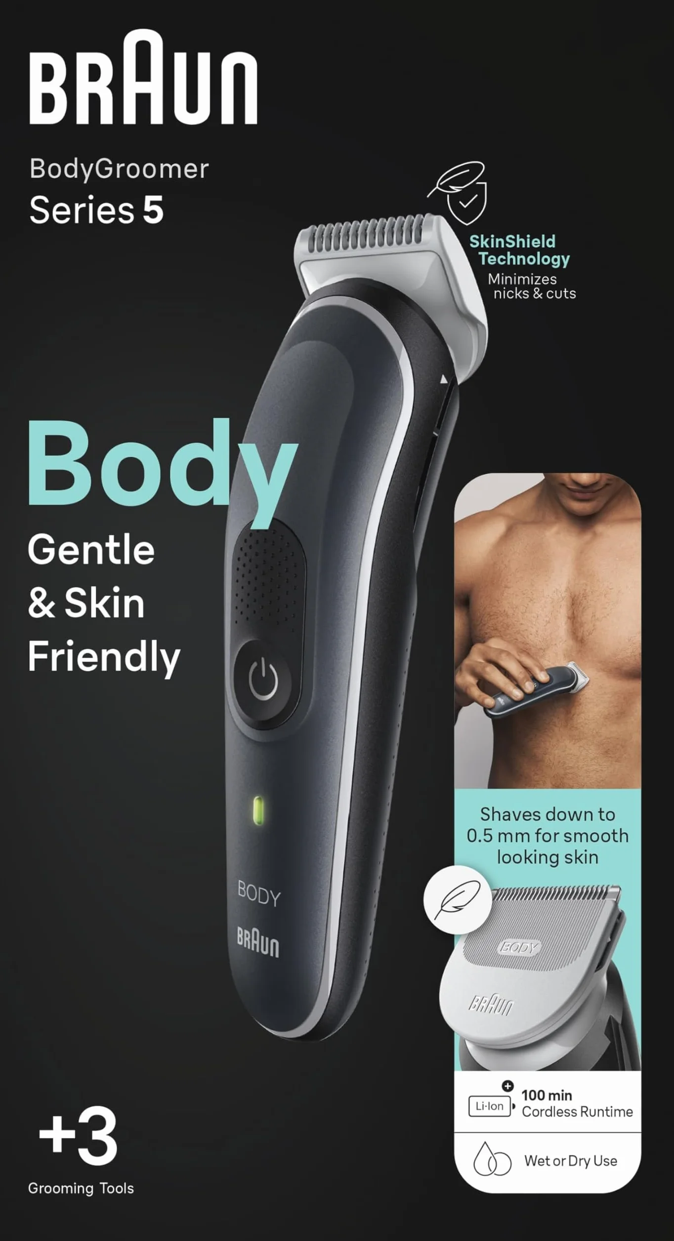 Braun Series 5 Bodygroomer golarka intymna dla mężczyzn, 1-11 mm, 100 min