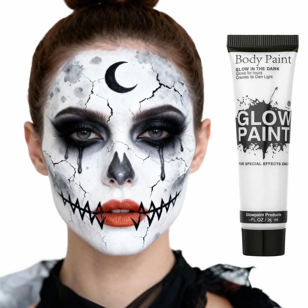 AOOWU Farba do twarzy 25 ml, zmywalna, biały, na karnawał Halloween cosplay