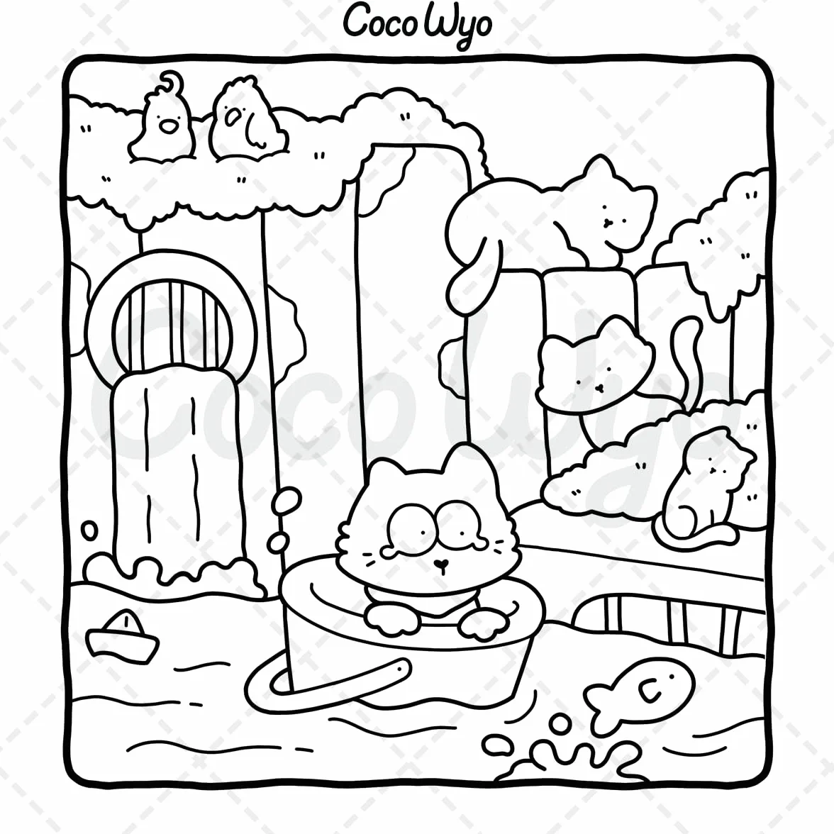 The Little Cat: Cozy Life of Kitty Coloring Book for Adults and Teens