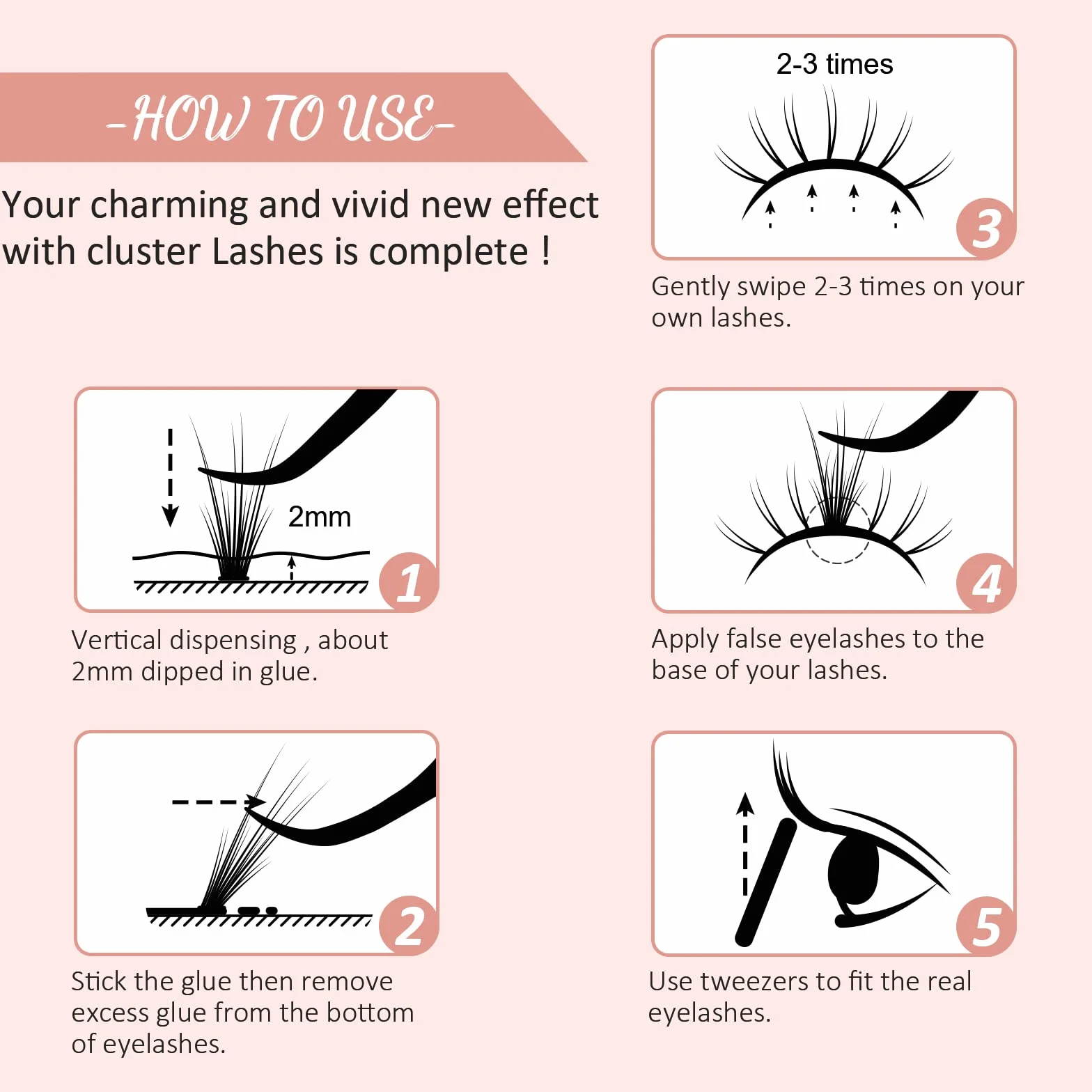 Mlen Diary Cluster Lashes mieszane 3 typy 56 szt. kamelii Lash Bottom Lashes z klejem