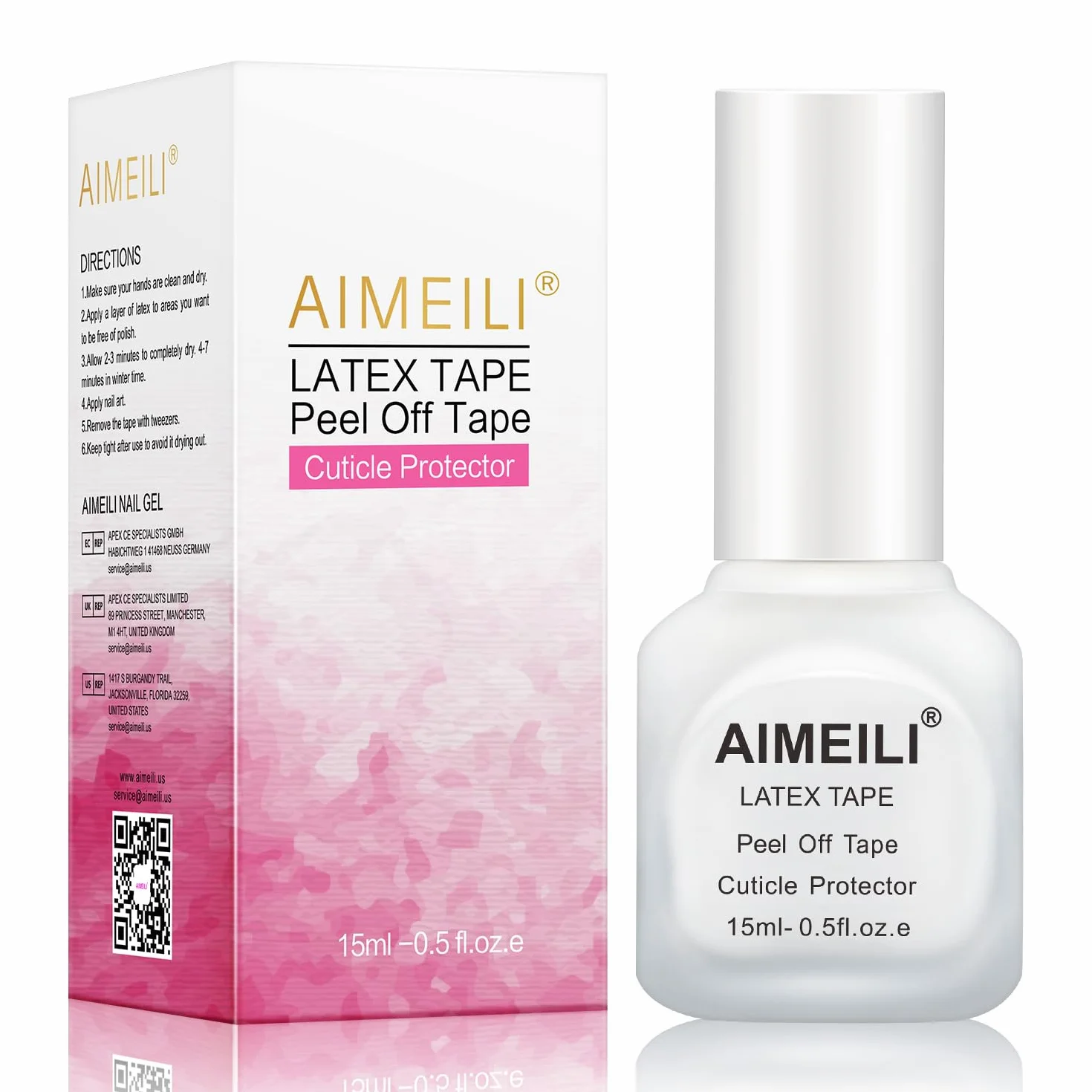 AIMEILI Liquid Latex Peel off Tape korektor do paznokci, ochrona skóry, 15 ml