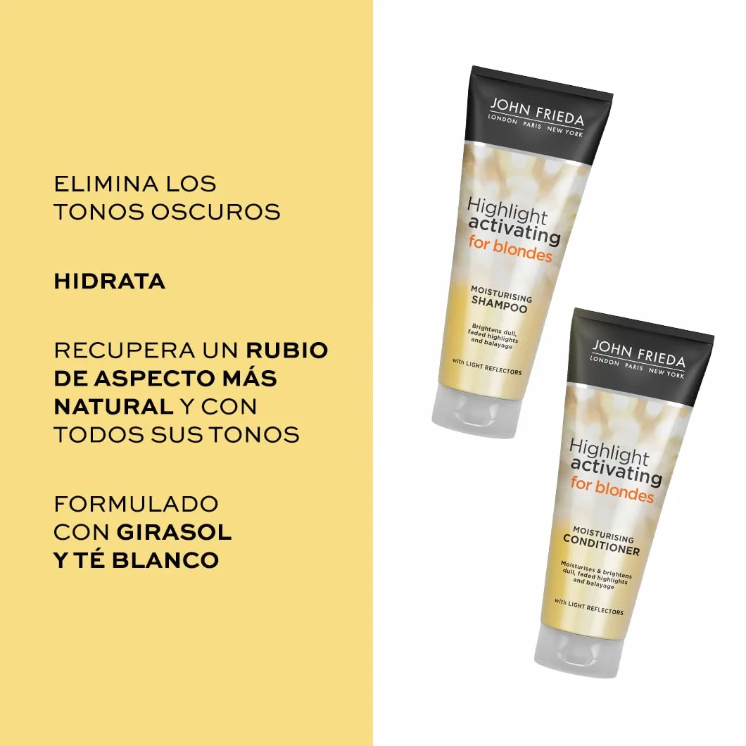 John Frieda Blonde Highlight Activating Moisturising Avocado Oil For Blonde Hair Szampon, Przezroczysty, 200 ml