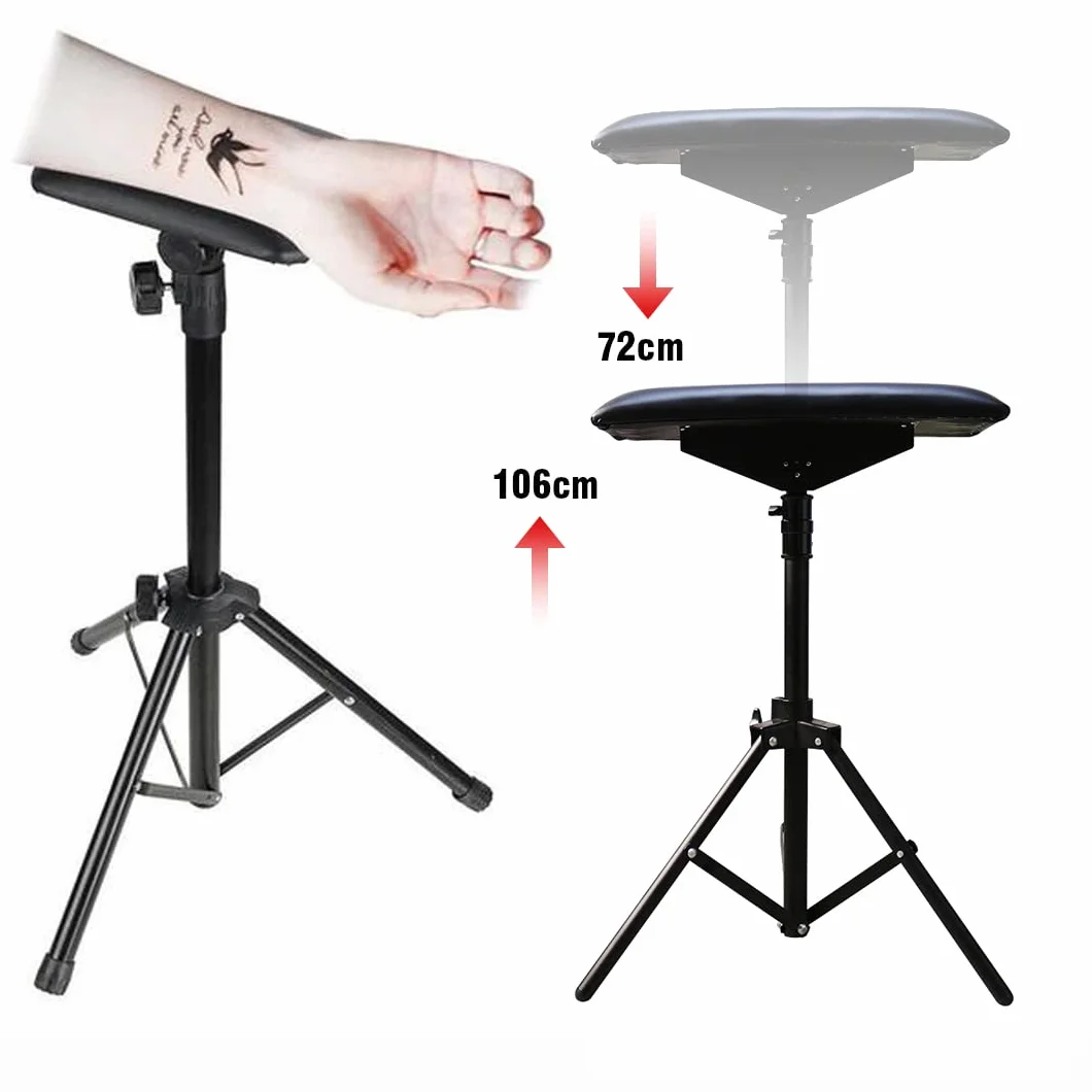 Armrest Tattoo Arm Reszta Leg Stand Heavy Duty Height Adjustable Hand Lever Tattotoo podłokietnik (czarny)