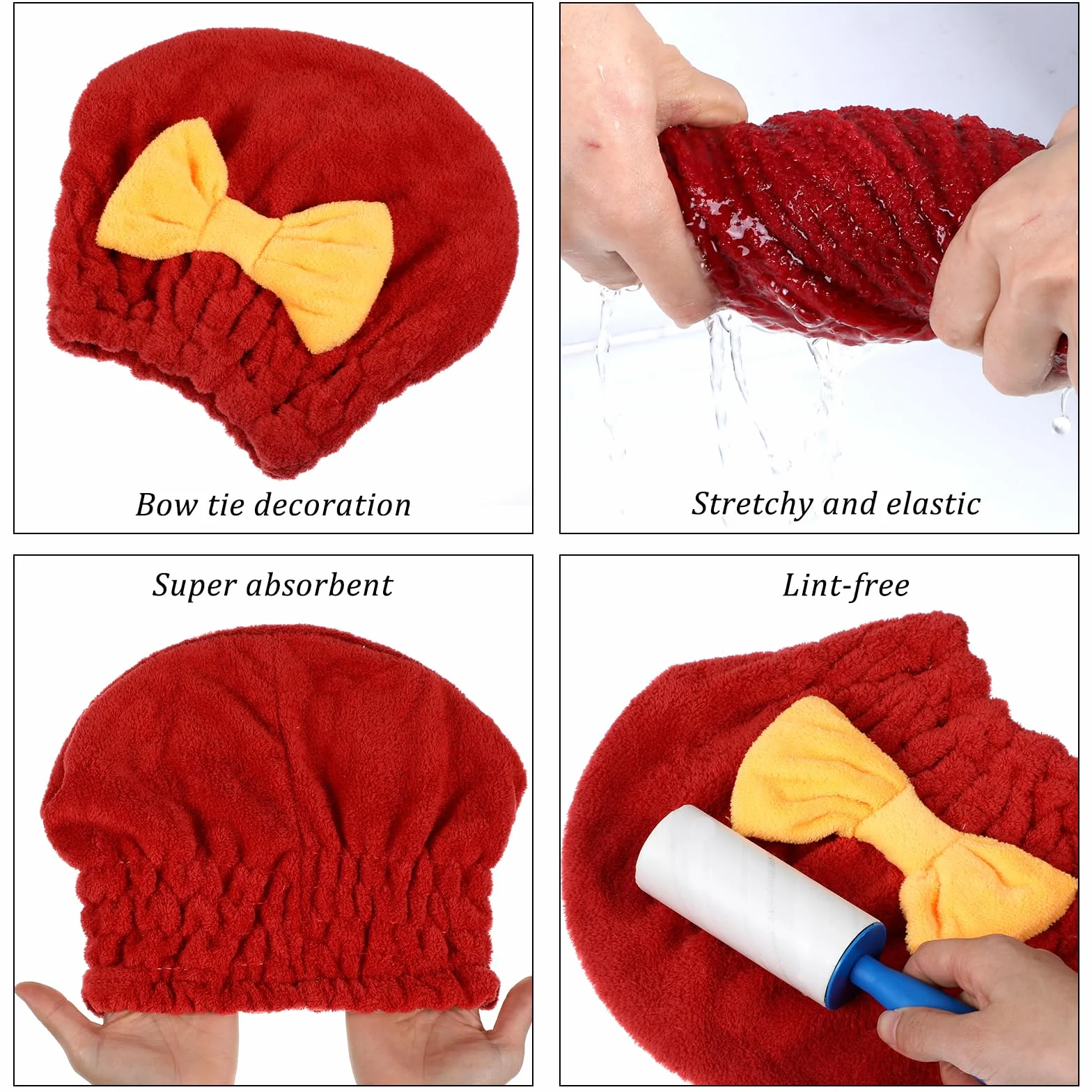 Ręcznik z mikrofibry do włosów turban 2 sztuki czerwony aksamit koralowy