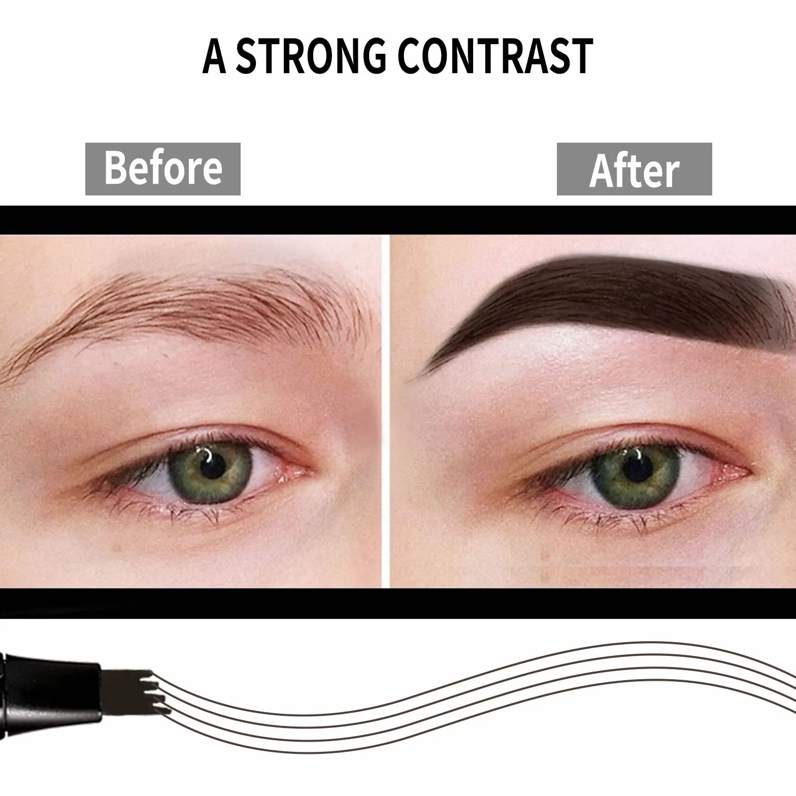 Boobeen Eyebrow Pen Waterproof Liquid Eyebrow Pencil, pióro do brwi z precyzyjnym aplikatorem, tworzy naturalny makijaż br
