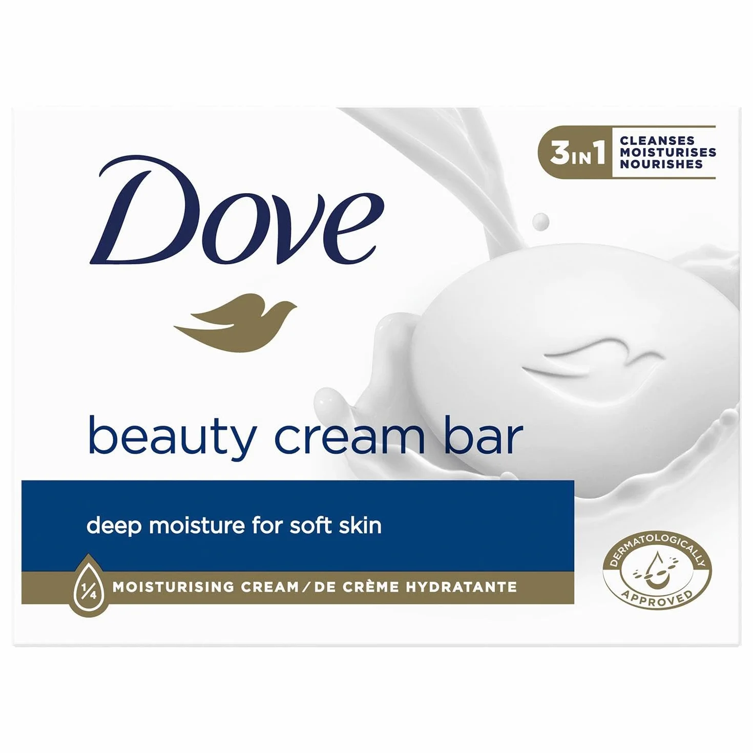Dove krem kosmetyczny 3 w 1 oczyszcza nawilża odżywia mydło do kąpieli 4x90 g