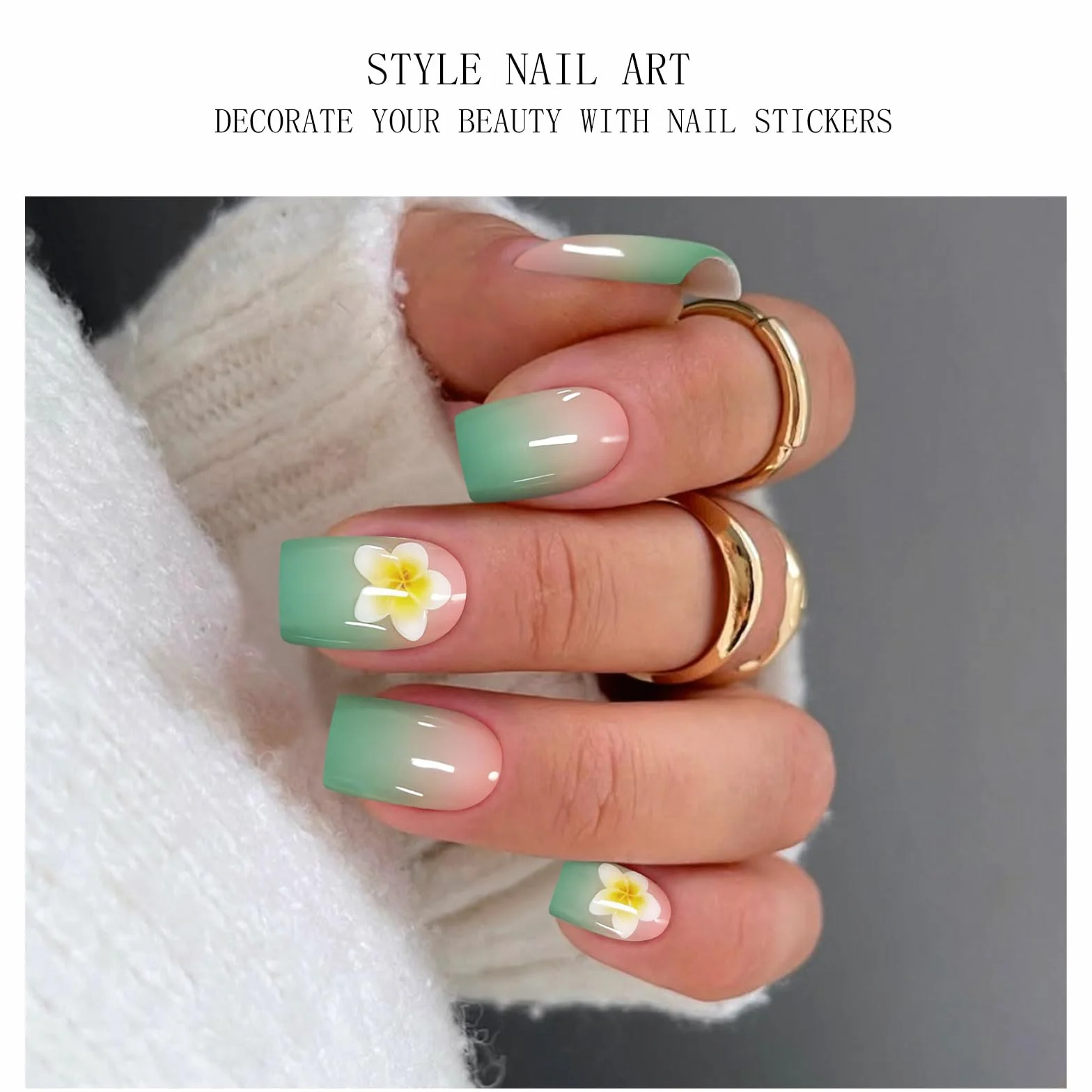 JMEOWIO Naklejka na paznokcie żel UV gradient kwiatowy żel do paznokci półutwardzone naklejki do paznokci dekoracja paznokci manicure