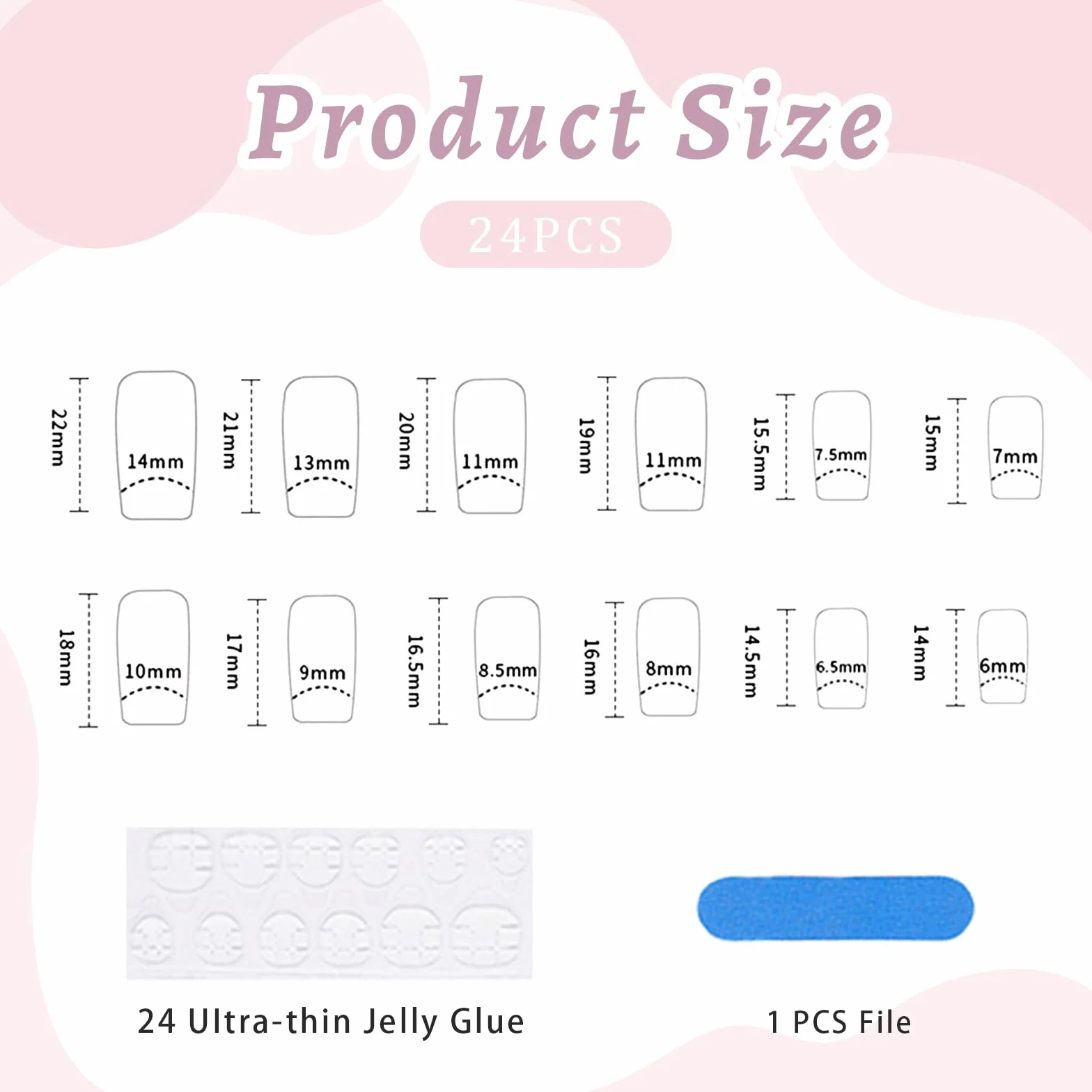 French Tip Press on Nails krótkie kwadratowe sztuczne paznokcie czarne akrylowe z białym wzorem serca klej