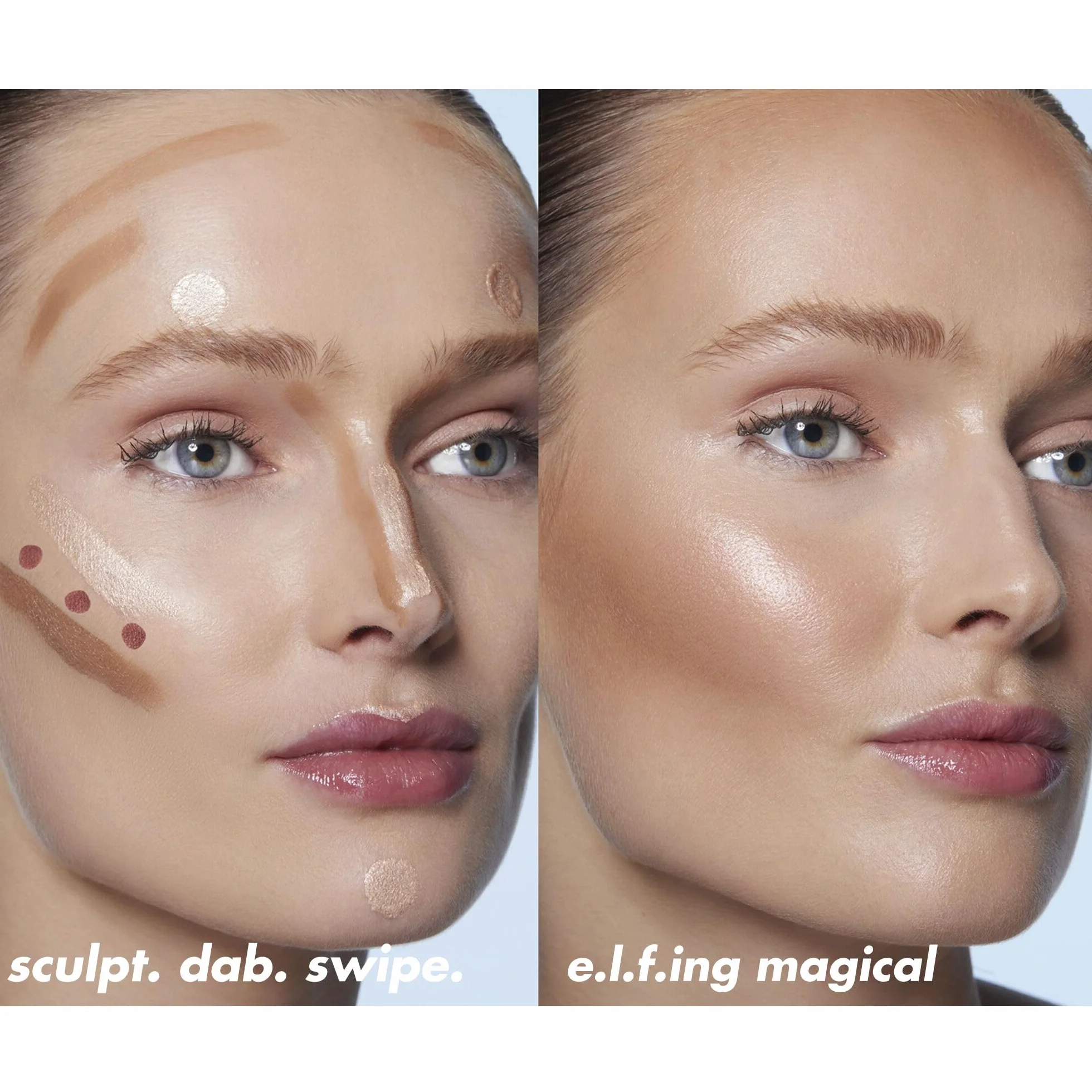 e.l.f. Halo Glow Contour Beauty Wand, płynna różdżka konturowa, formuła do zbudowania, wegańska, brązowa/głęboka