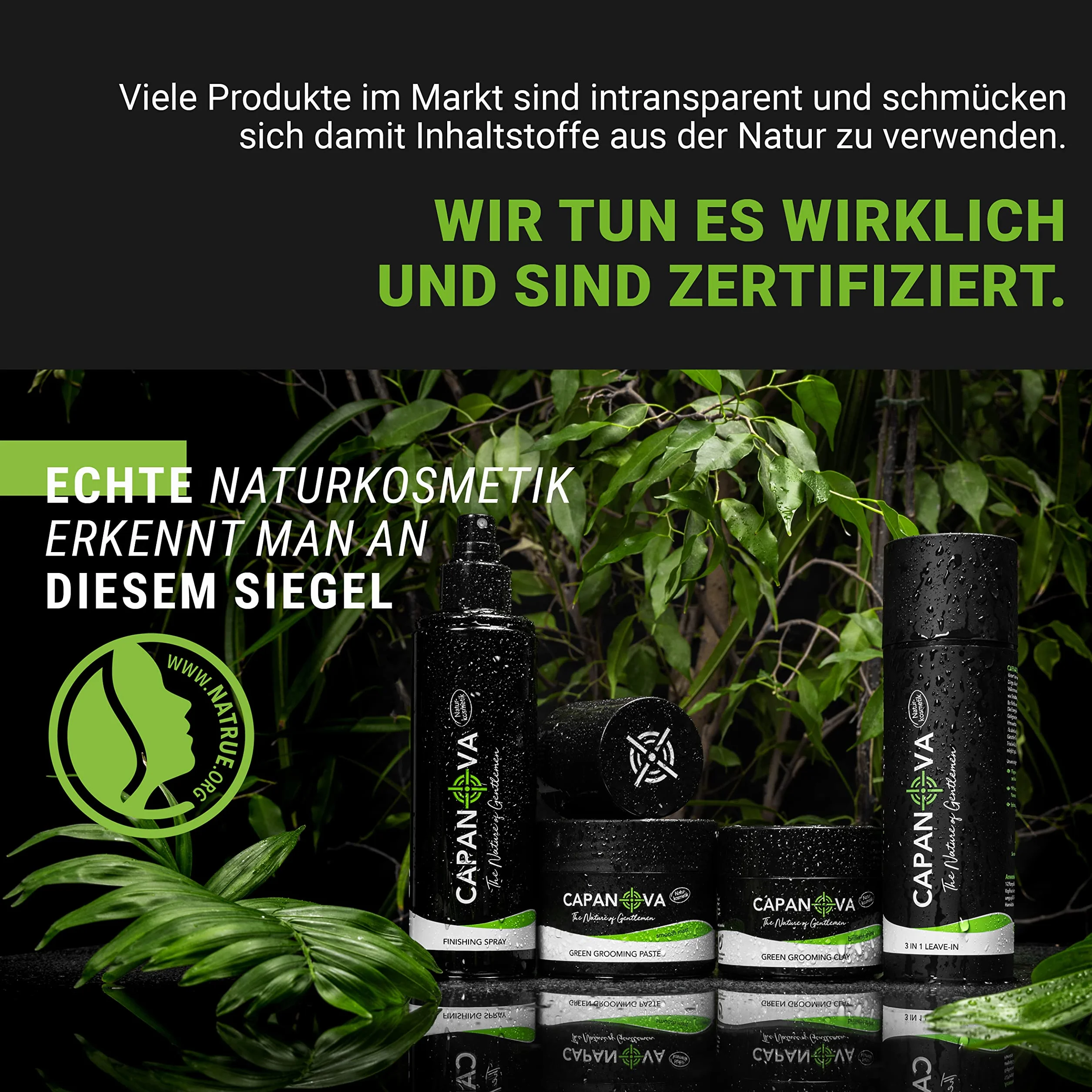 CAPANOVA błyszczący zestaw 3 szt. dla mężczyzn I naturalny kosmetyk All in One Grooming Clay (79 g), spray (200 ml) i 3 w 1 (150 ml) dla mocnego trzymania i błyszczącego wykończenia, stylizacja włosów i pielęgnacja włosów