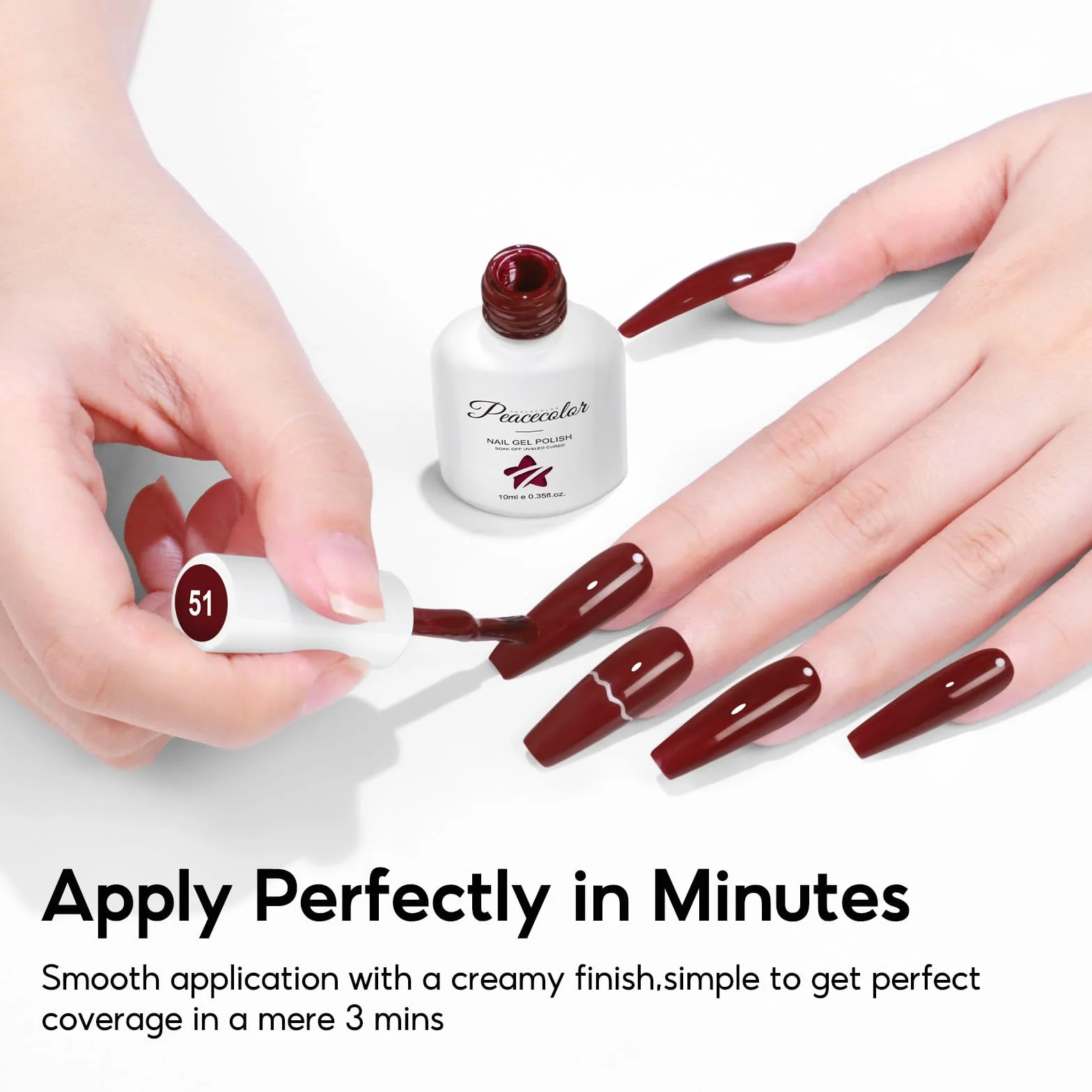 PEACECOLOR Lakier do paznokci UV żelowy 10 ml Ciemnobrązowy Ciemnoczerwony Soak Off LED DIY Manicure