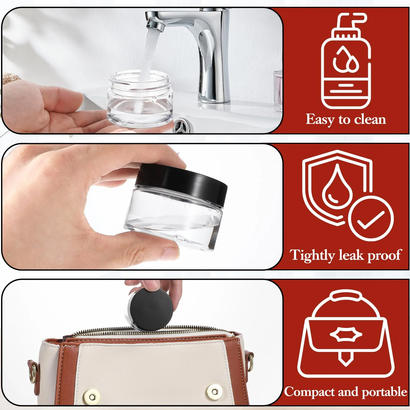 4 sztuki słoiczki, 30ml plastikowe słoiczki kremowe do napełnienia, słoiczki na balsam do ust, słoiczki kremowe, małe słoiczki na smary, pojemniki kremowe, puste słoiczki na kosmetyki, kremy