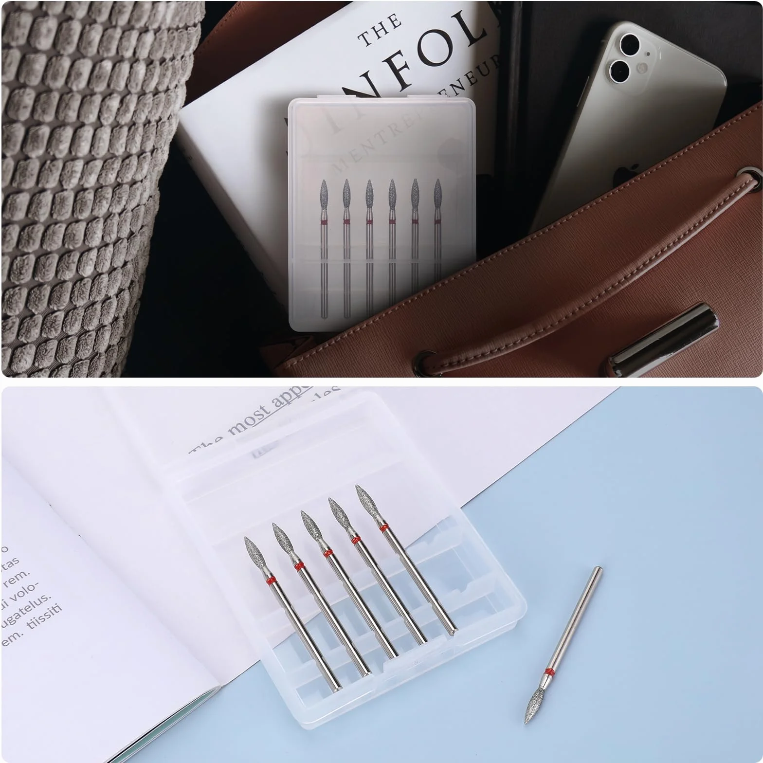 Lusofie 6-częściowy zestaw bitów do usuwania skórek z węglika spiekanego 3/81.3 cm wiertła do paznokci manicure pedicure