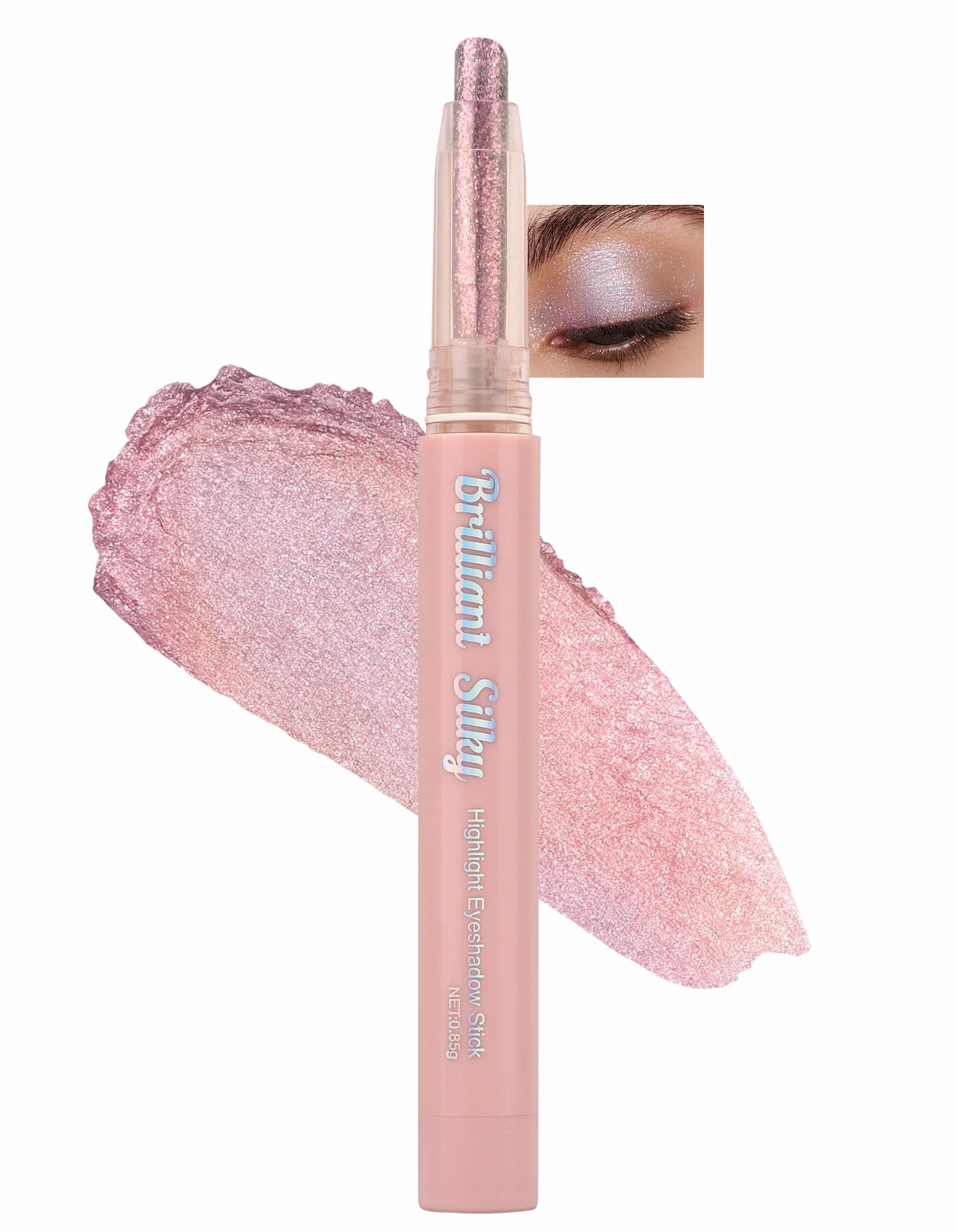 Erinde Glitter Stick Eyeshadow, wodoodporny cień do powiek, wysoka krycie, kremowa tekstura, łatwy do cieniowania, jasny perłowy efekt, możliwość użycia jako eyeliner i rozświetlacz #6