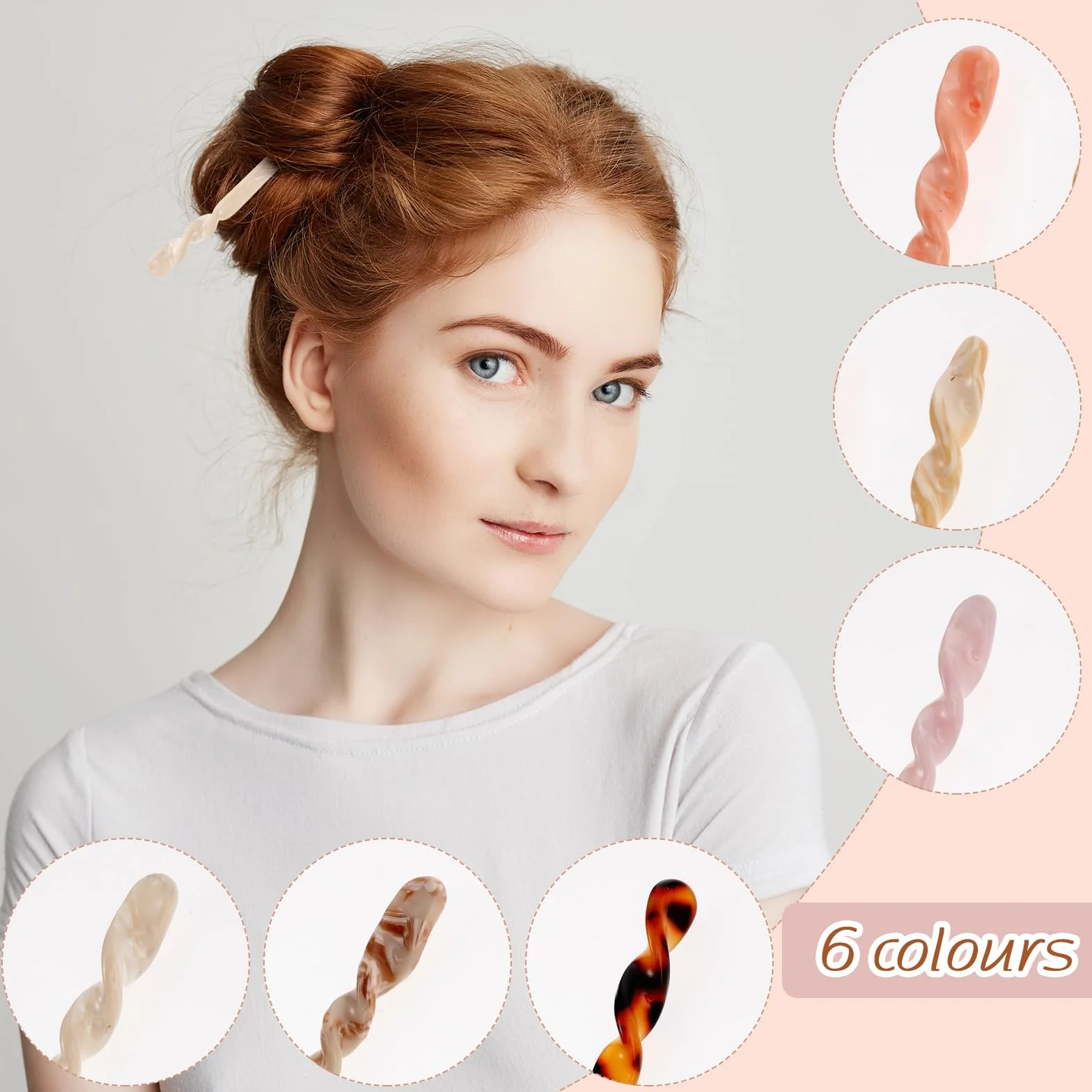 6 Szt. Pałeczki Do Włosów W Stylu Vintage Acetatowe Do Koków Retro Spinki Dyskowe Długich Włosów Wzór W Panterkę