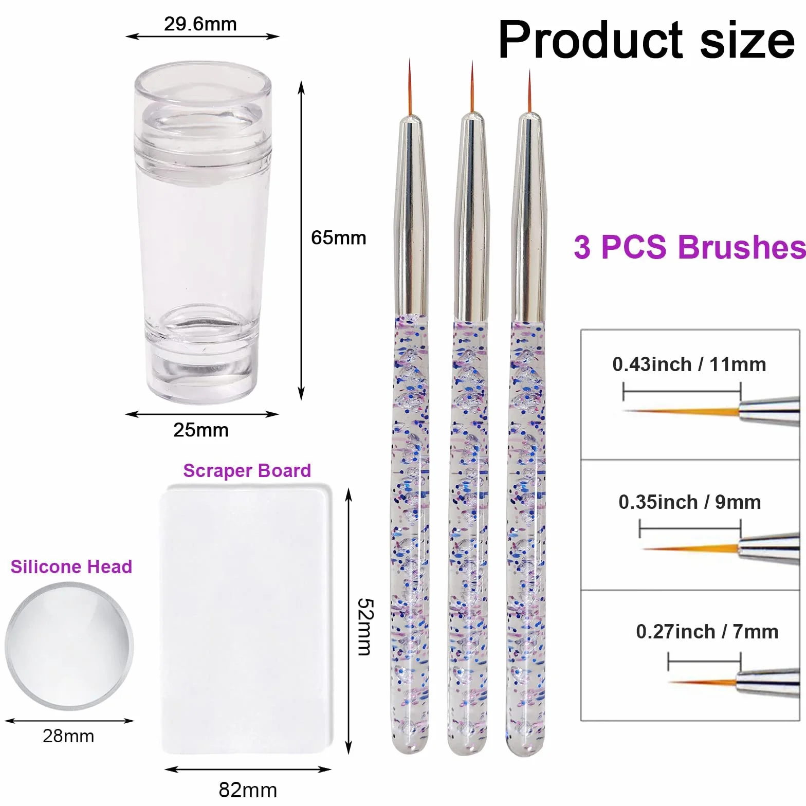 Zestaw stempli do zdobienia paznokci French Pointed Nail Stamp 3-częściowy