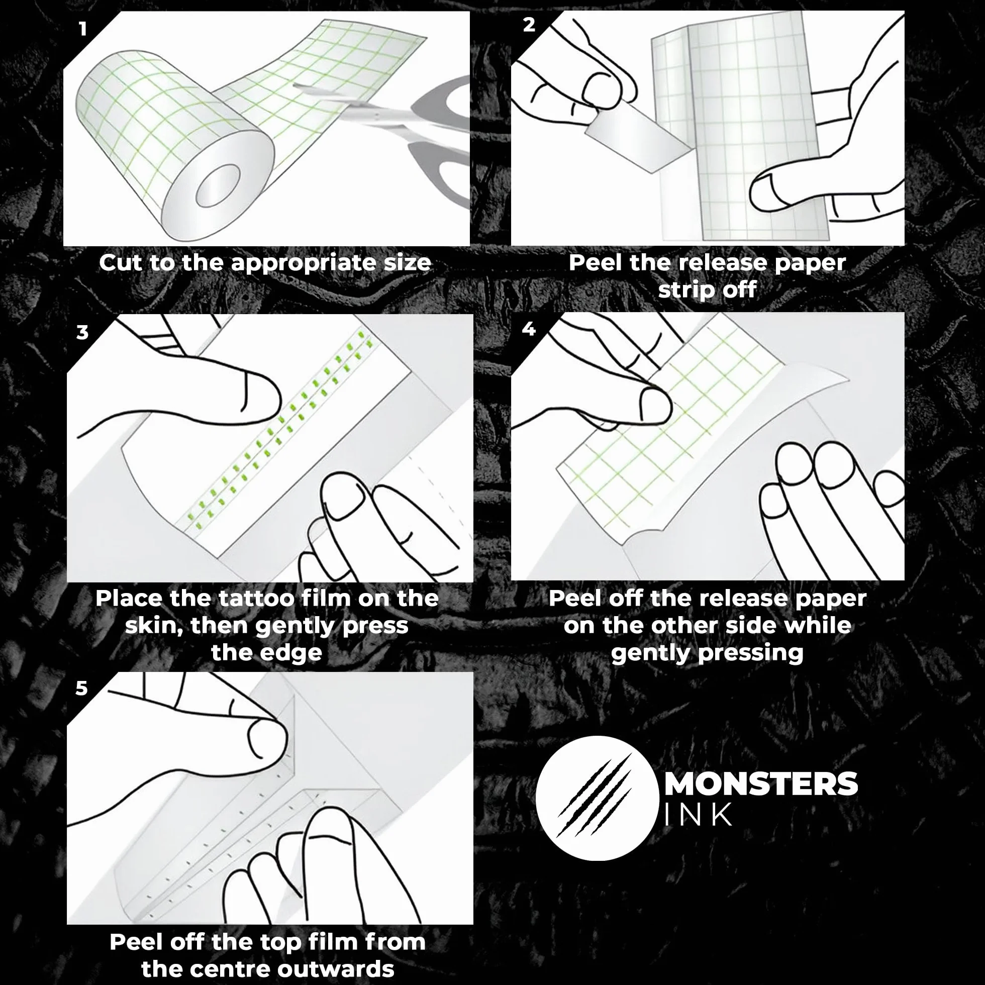 Monsters Ink Snake Skin Tattoo Protection Film (15cm x 20cm (12 Sheets))