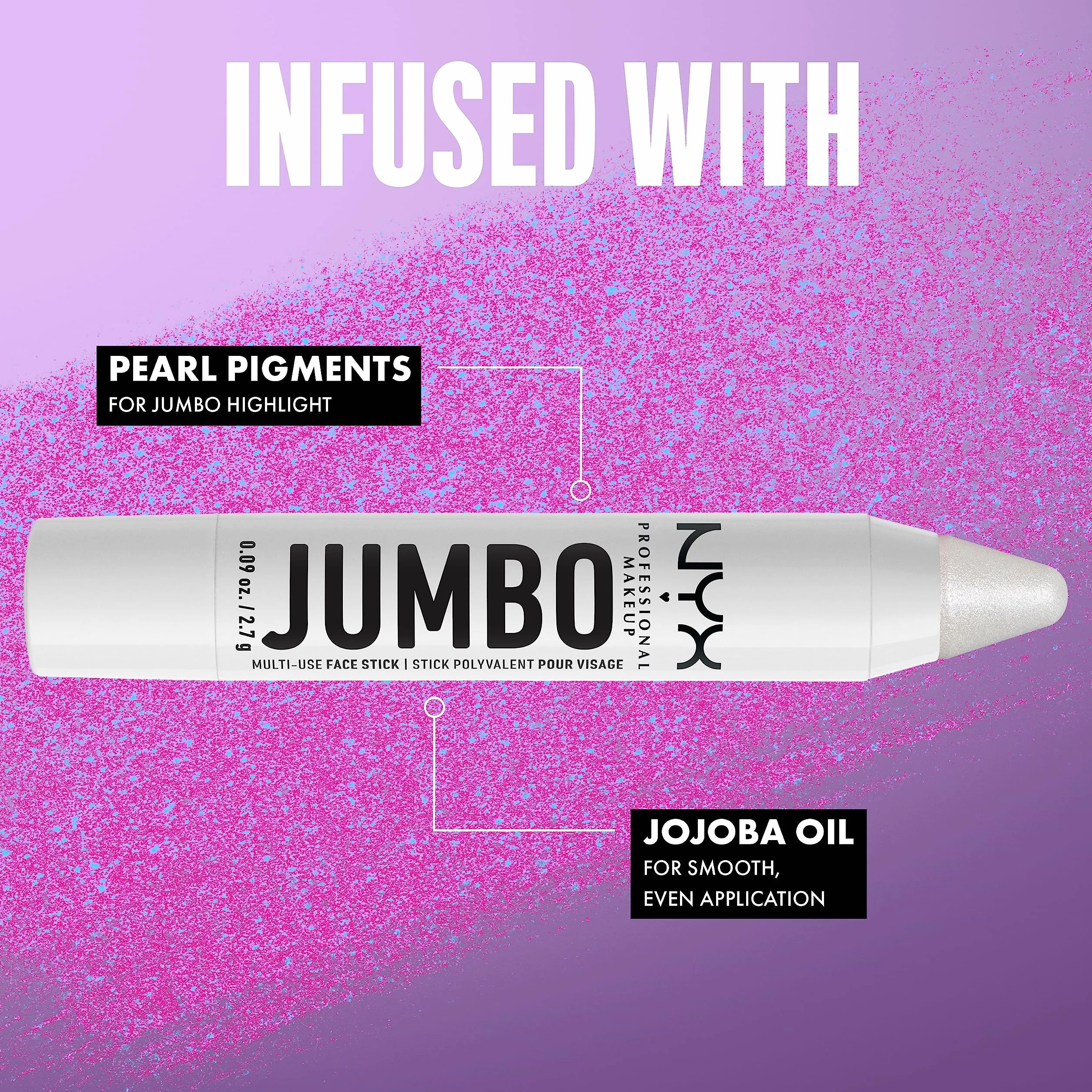 NYX Professional Jumbo Multi-Use Face Stick, Lody waniliowe (02), wielofunkcyjny ołówek z olejkami pielęgnacyjnymi