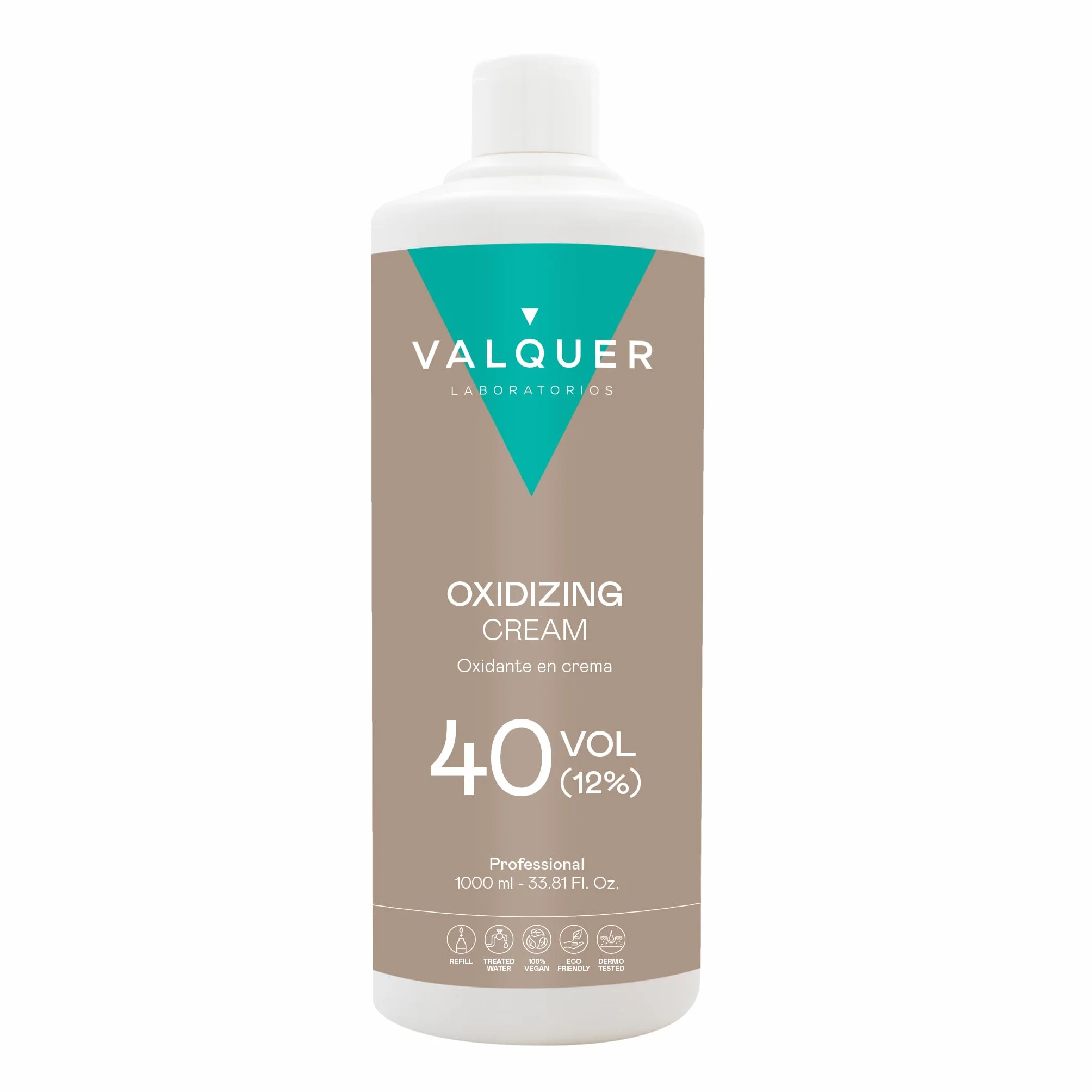 VALQUER Woda Utleniona w Kremie | Profesjonalny Utleniacz Fryzjerski do Koloryzacji i Rozjaśniania Włosów | Stabilizowana Kremowa Formuła | 40 Vol 12% | 1000 ml